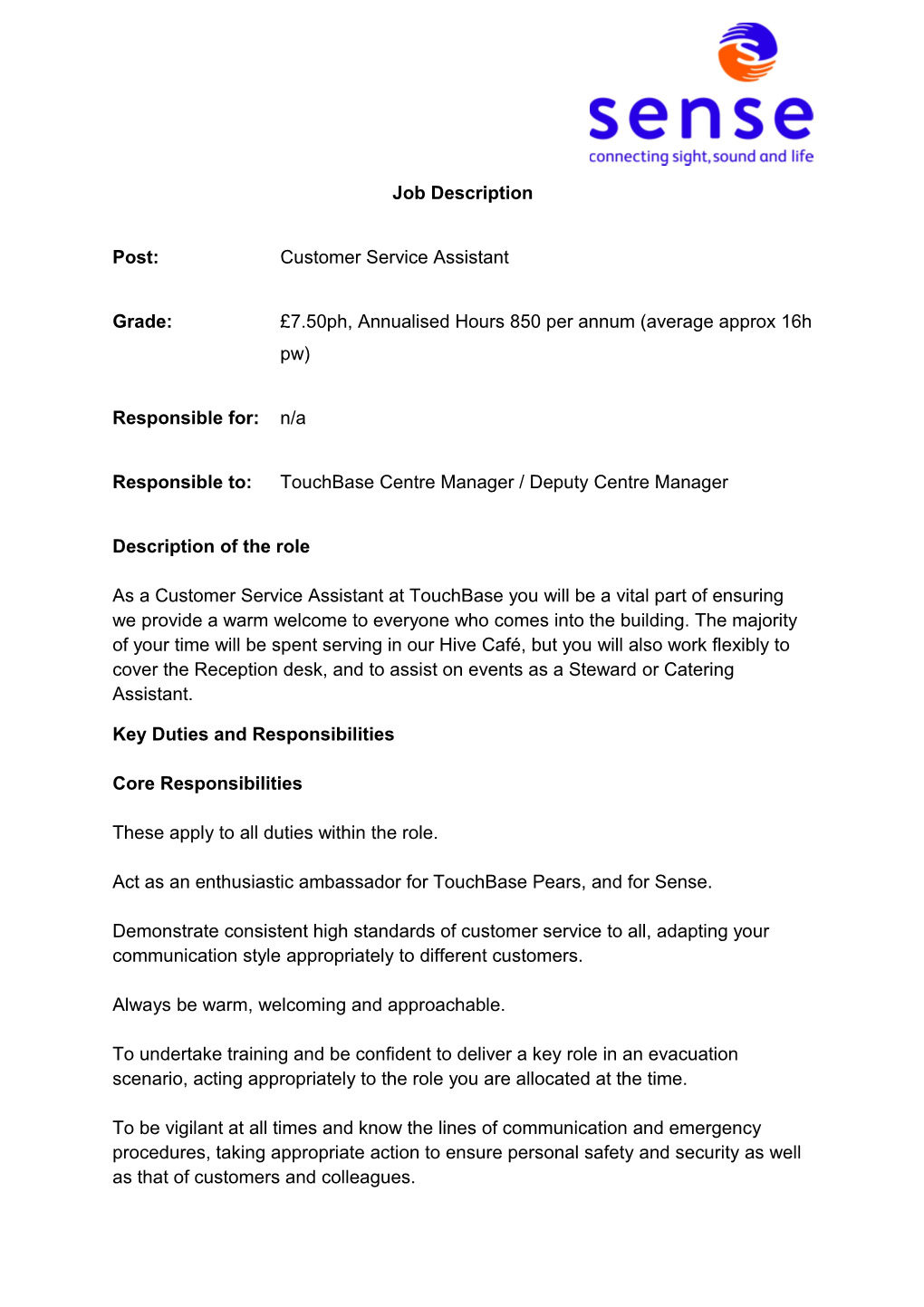 Post:Customer Service Assistant