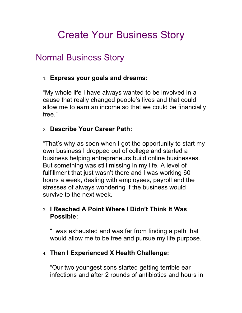 Create Your Business Story