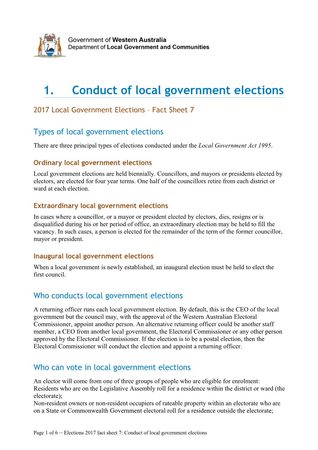 Fact Sheet 07 - Conduct of Local Government Elections