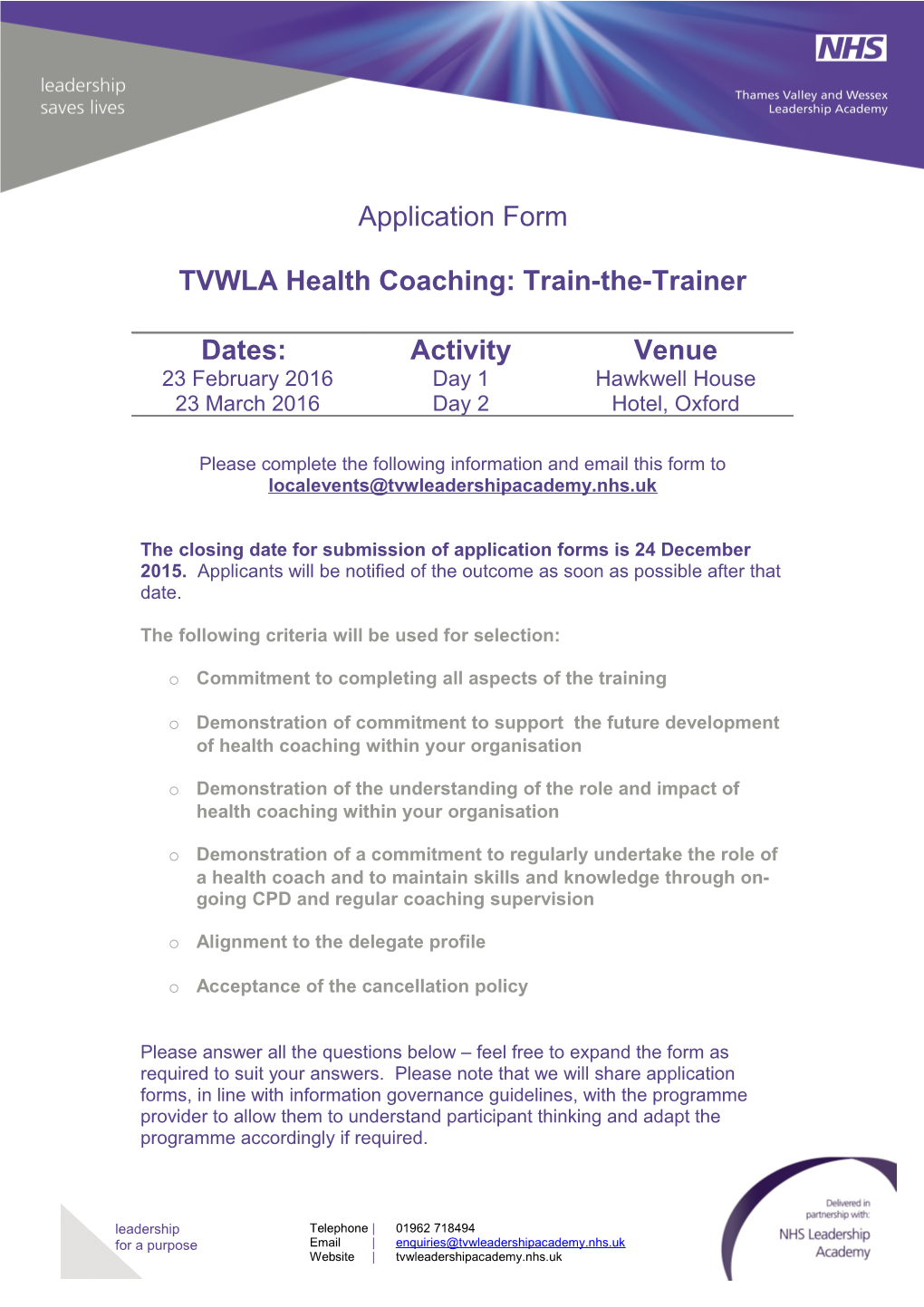 TVWLA Health Coaching: Train-The-Trainer