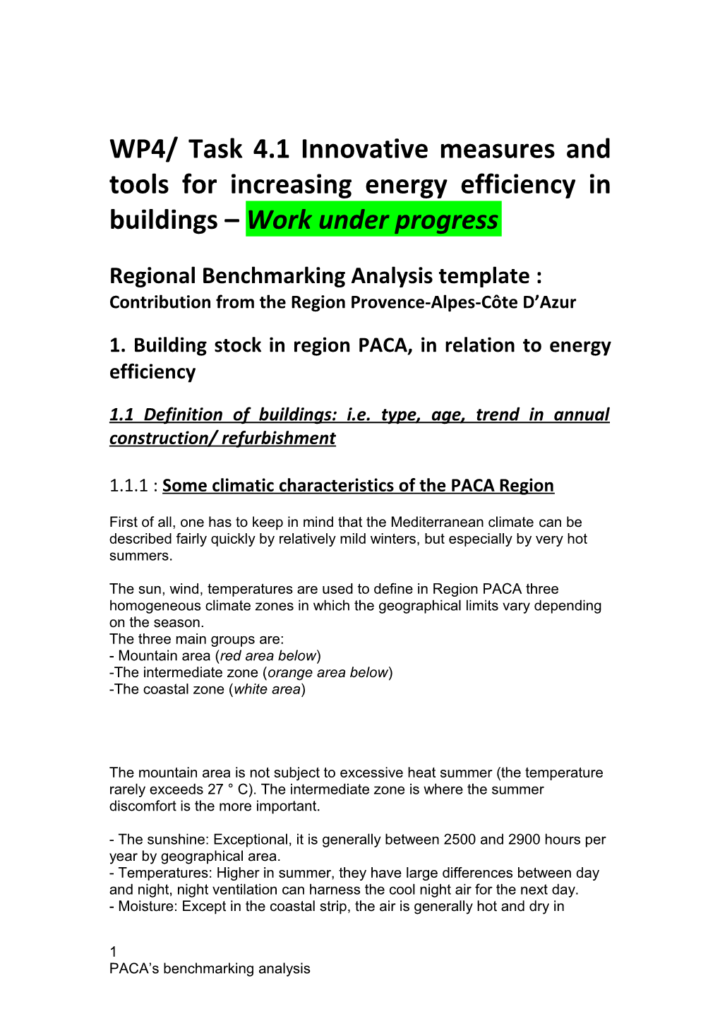 Regional Benchmarking Analysis Template