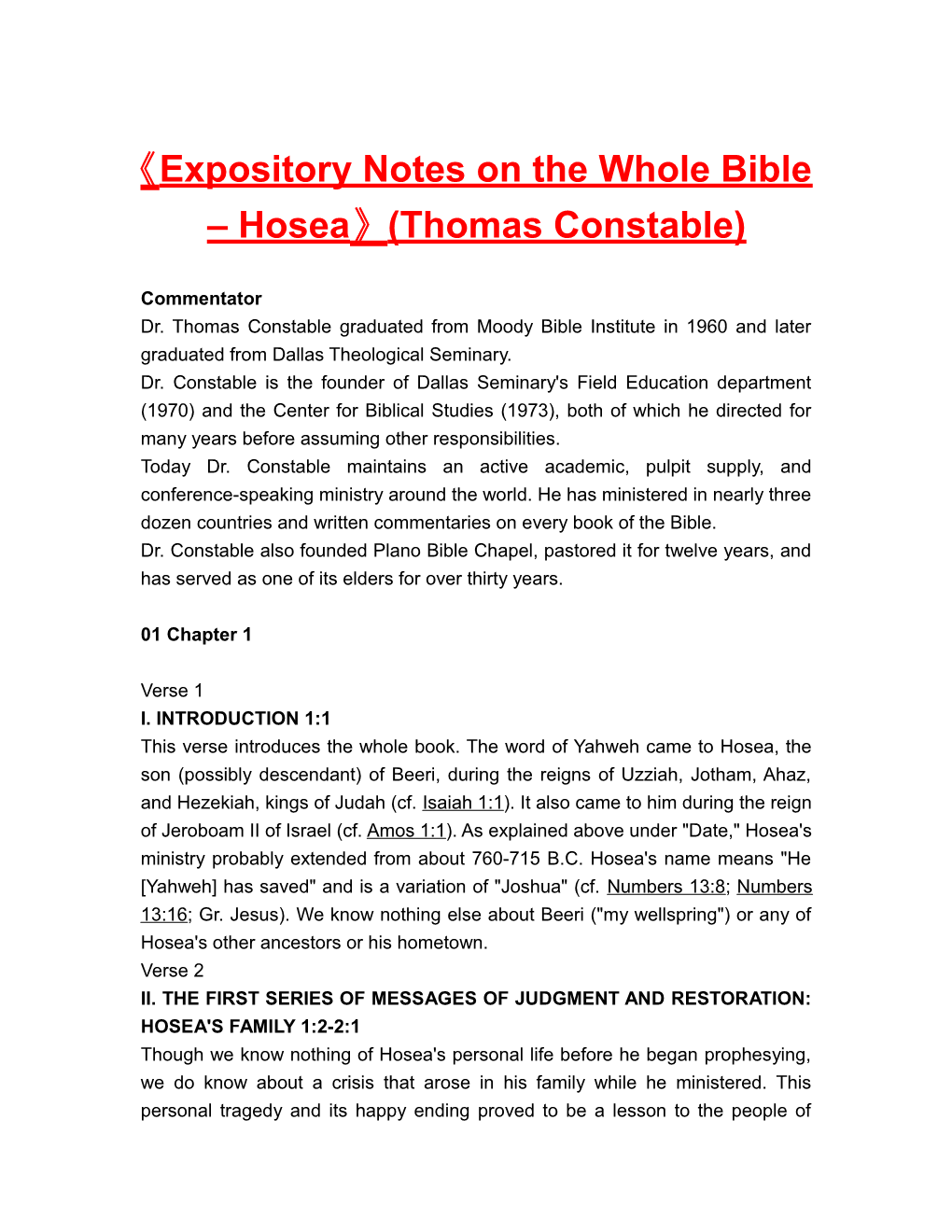 Expositorynotes on the Wholebible Hosea (Thomas Constable)