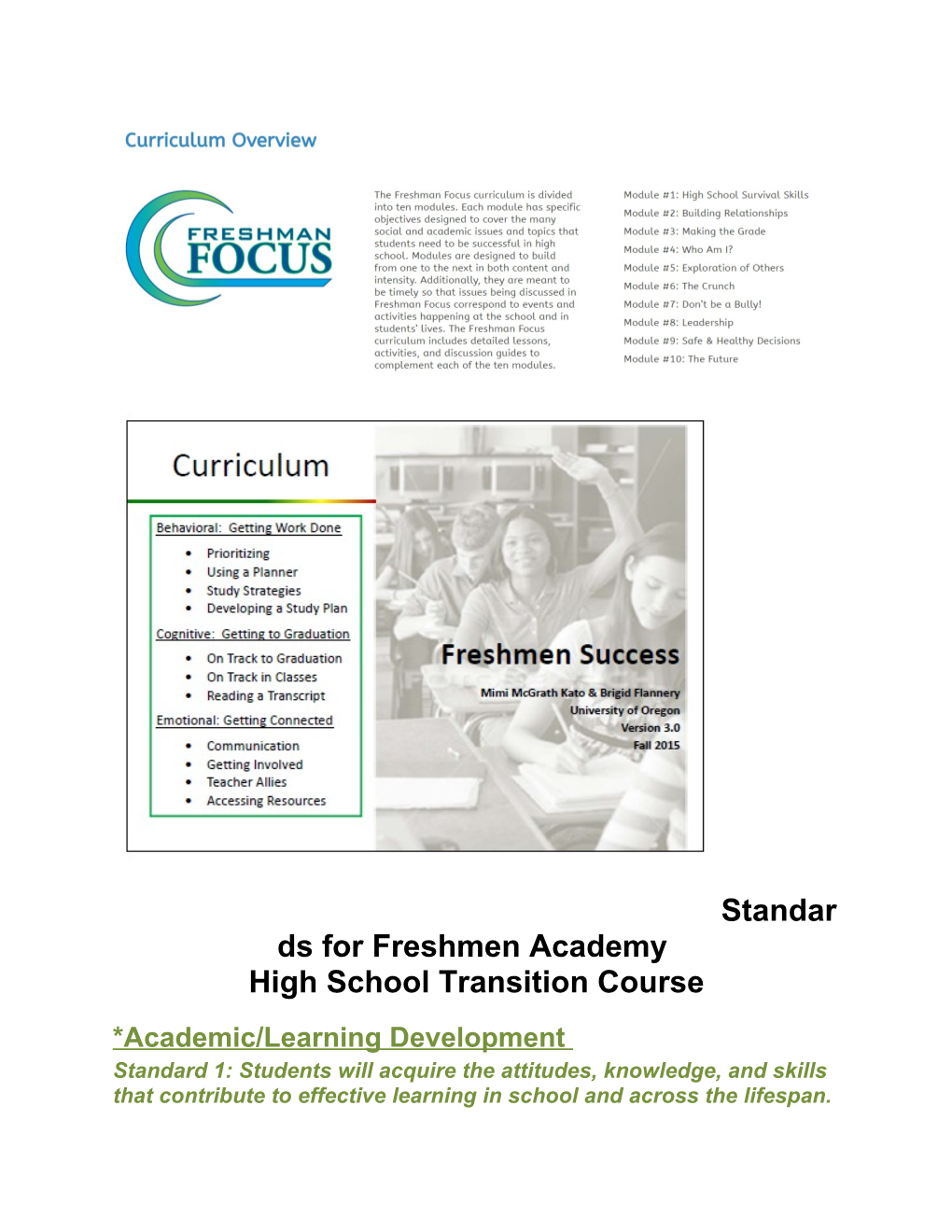 High School Transition Course