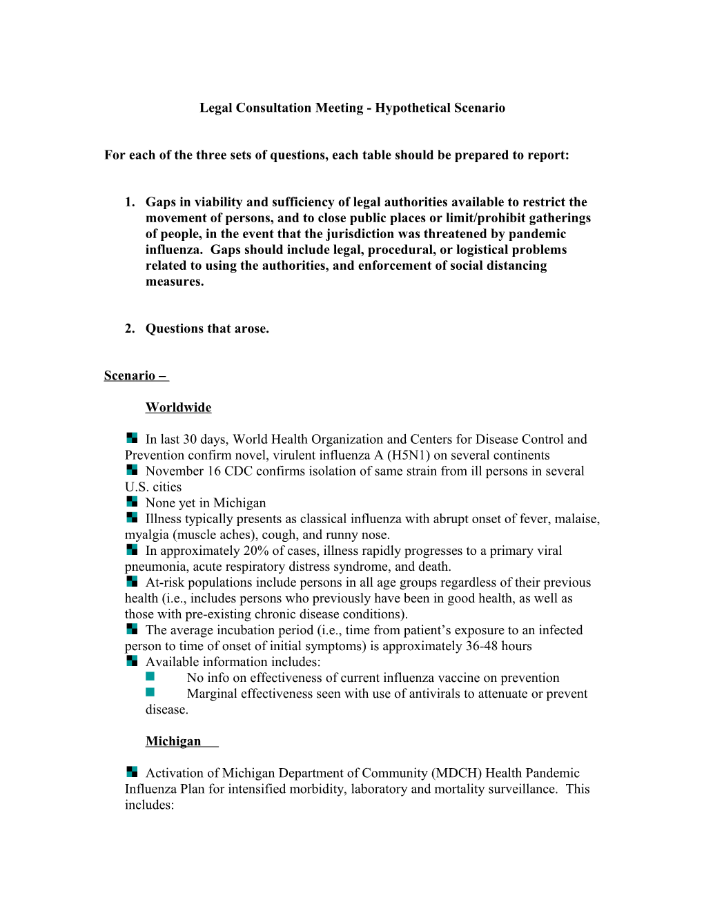 Legal Consultation Meeting - Hypothetical Scenario