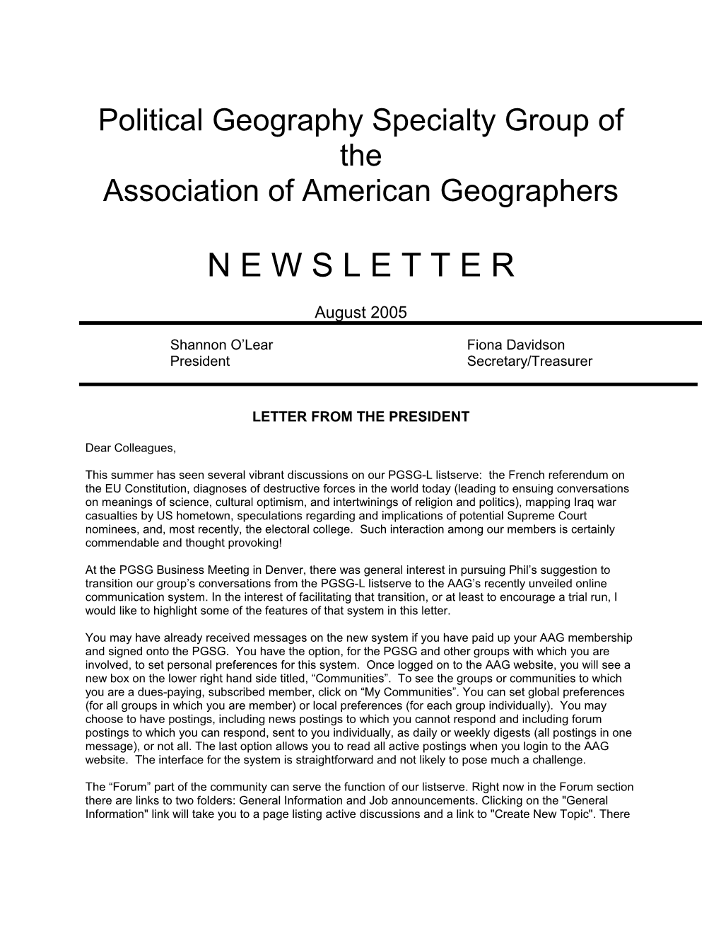 Political Geography Specialty Group of The