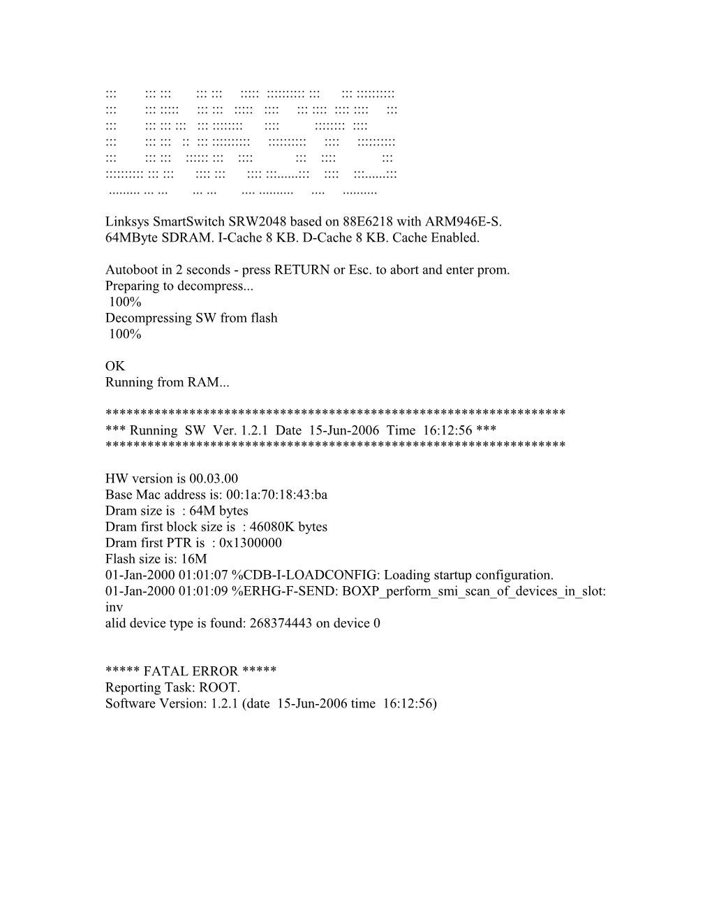 Linksys Smartswitch SRW2048 Based on 88E6218 with ARM946E-S