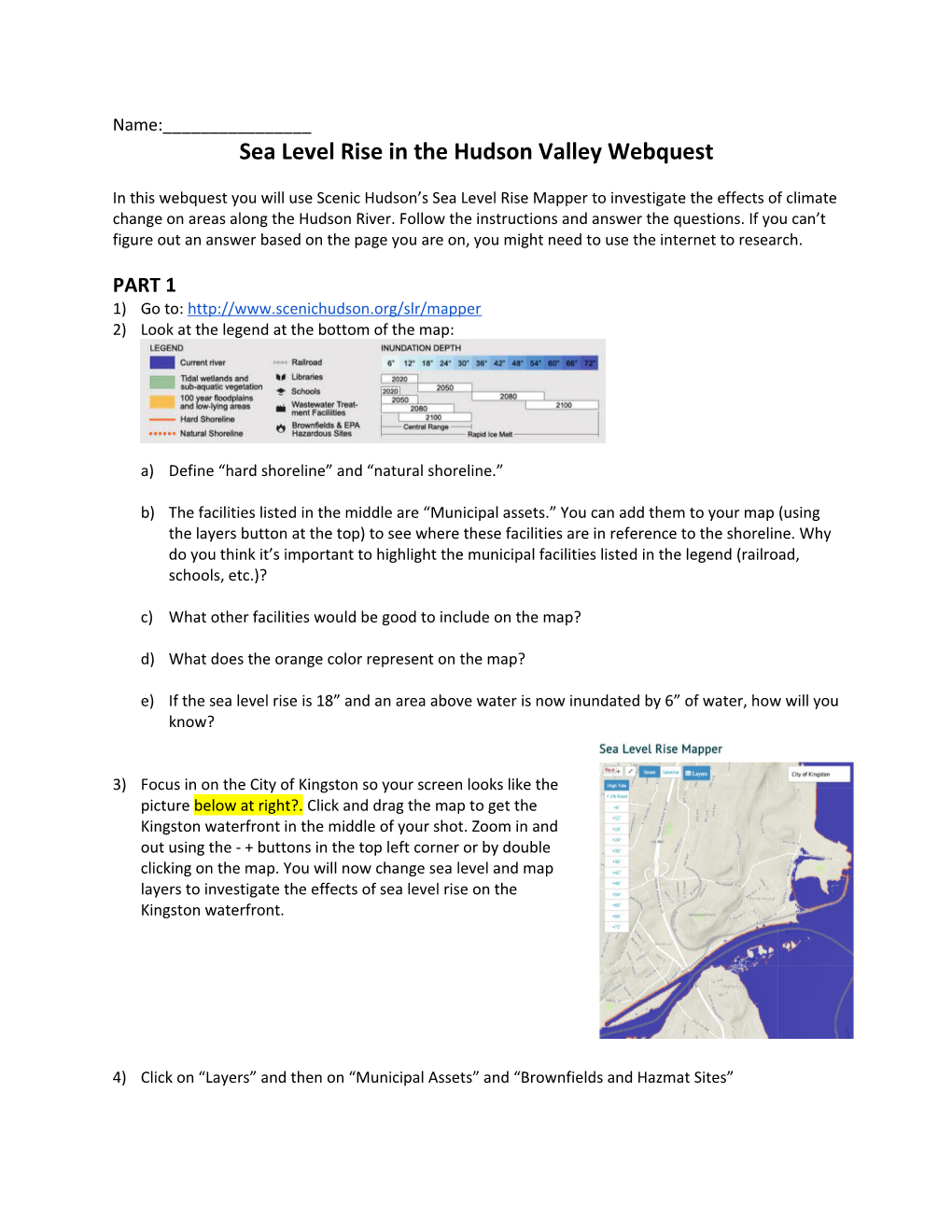 Sea Level Rise in the Hudson Valley Webquest