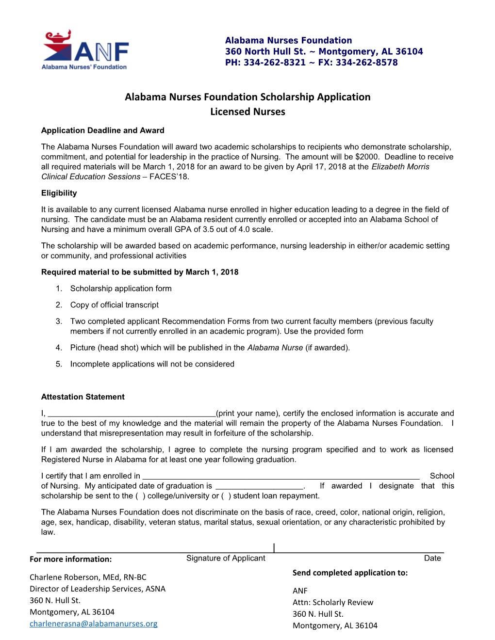 Application Deadline and Award