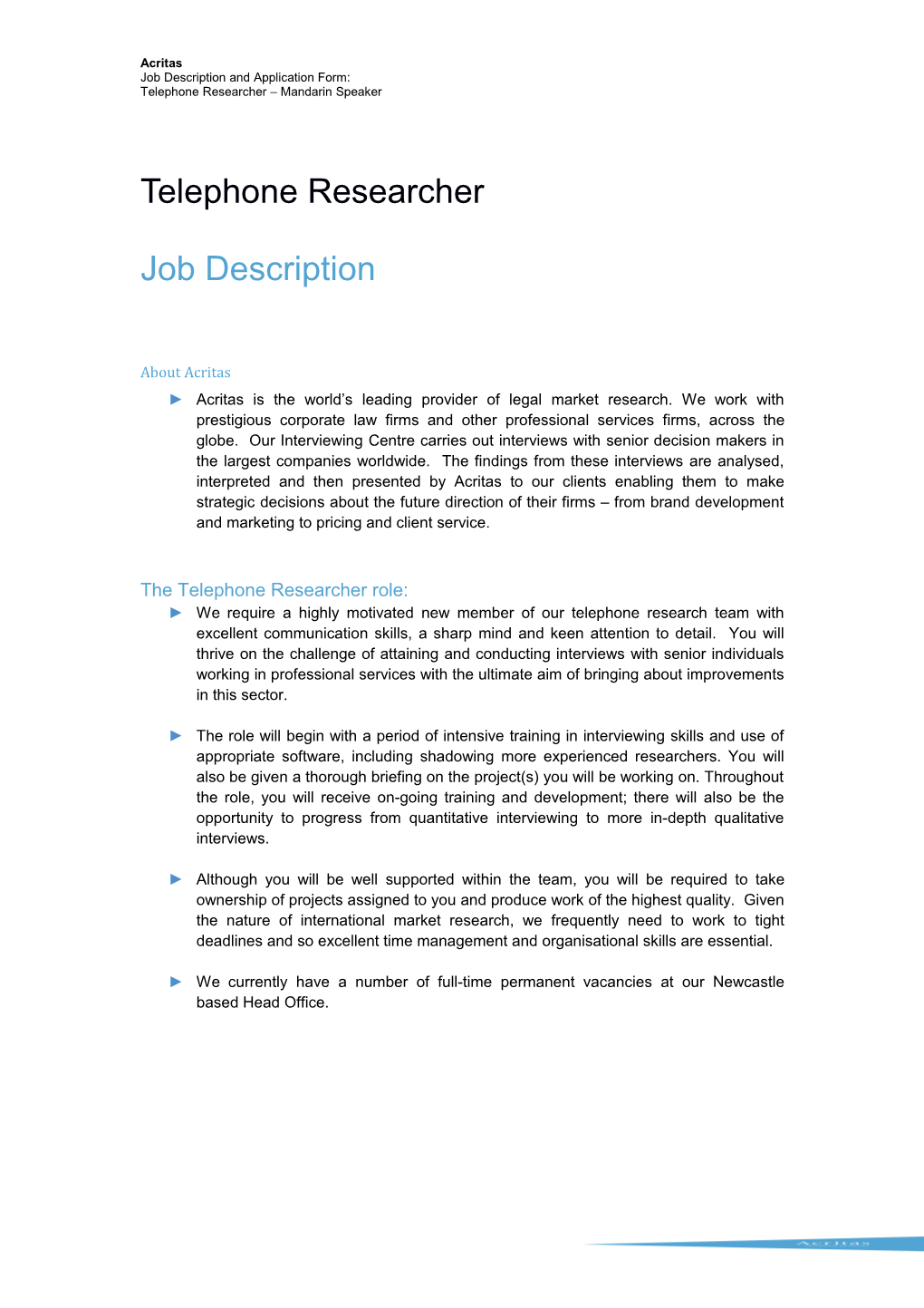 Job Description and Application Form
