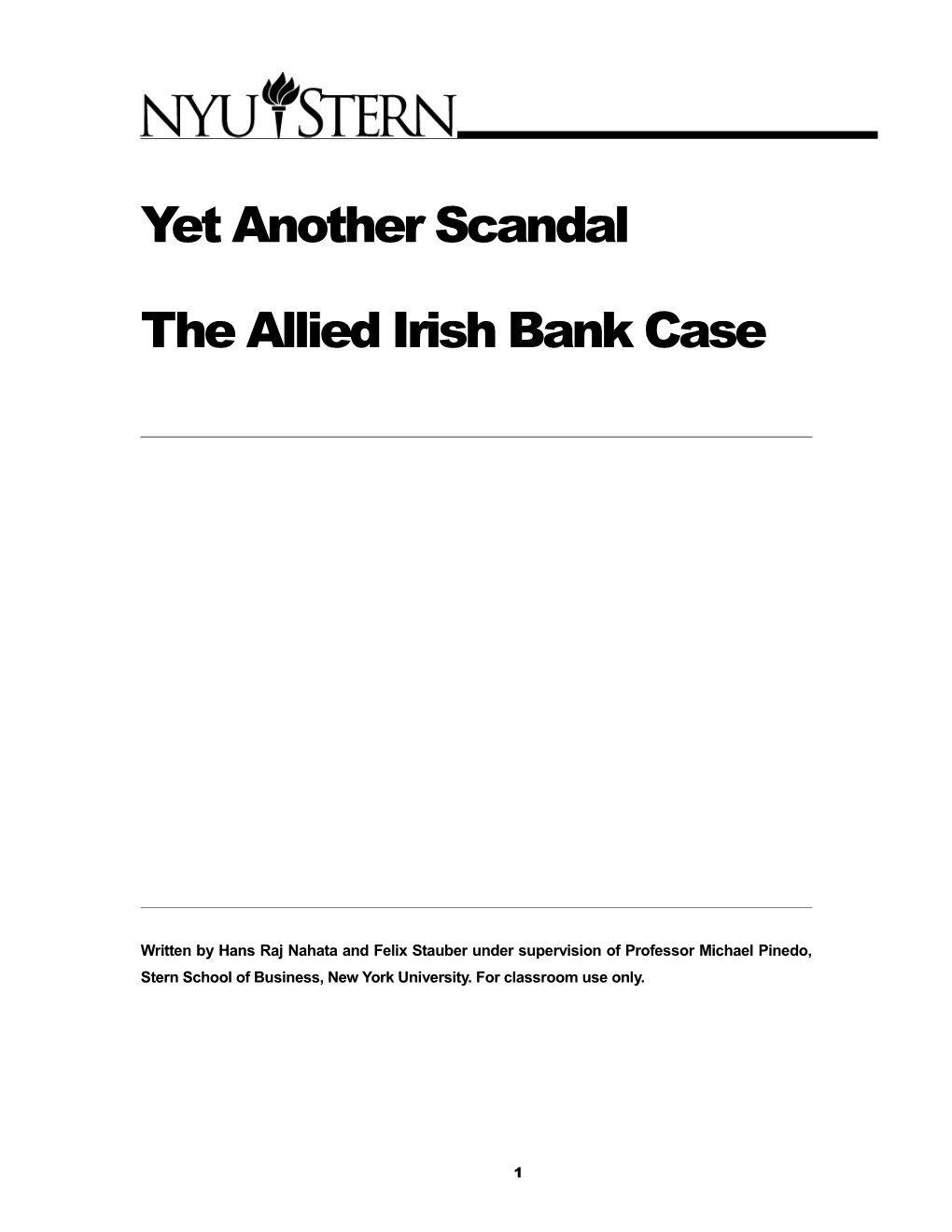 Yet Another Scandal the Allied Irish Bank Case