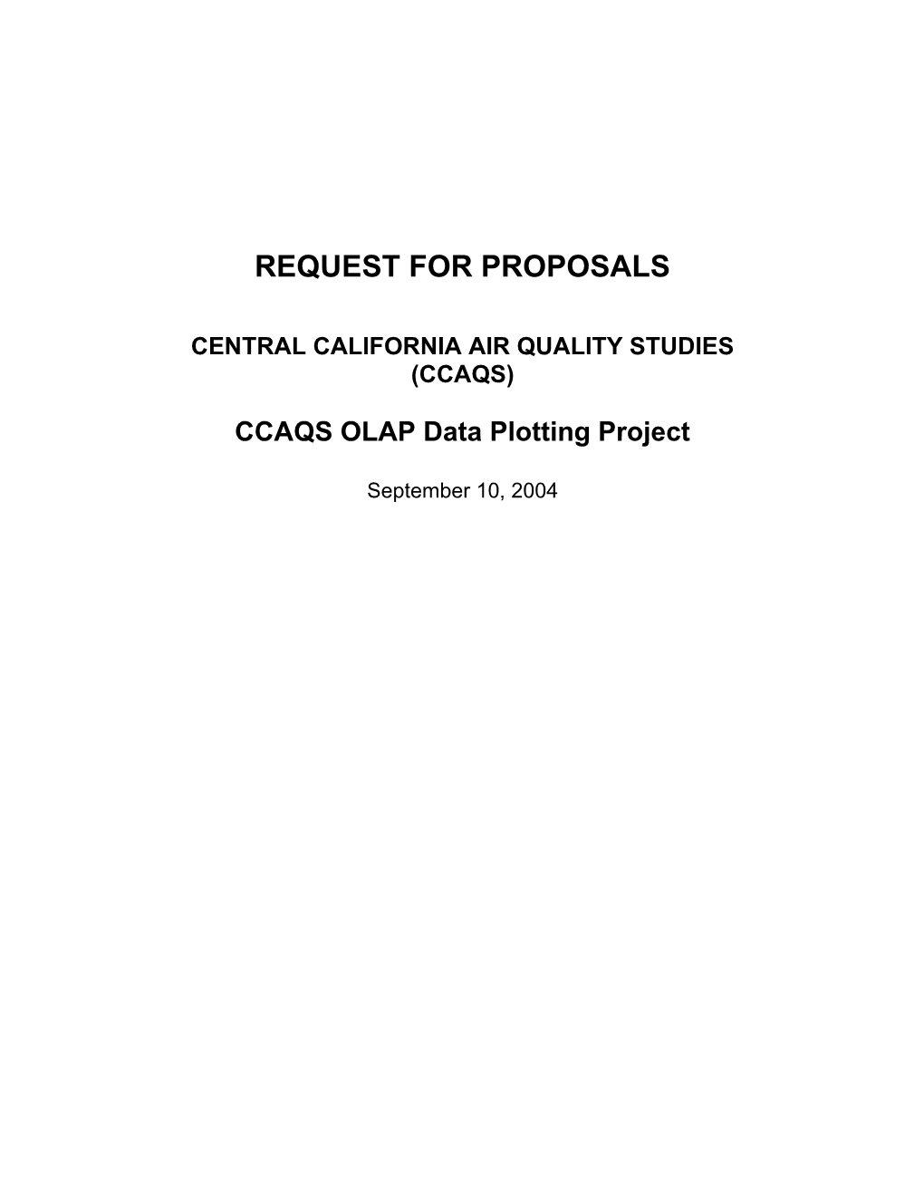 RFP CRPAQS Modeling