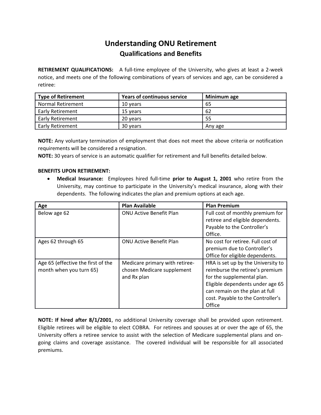 Understanding ONU Retirement