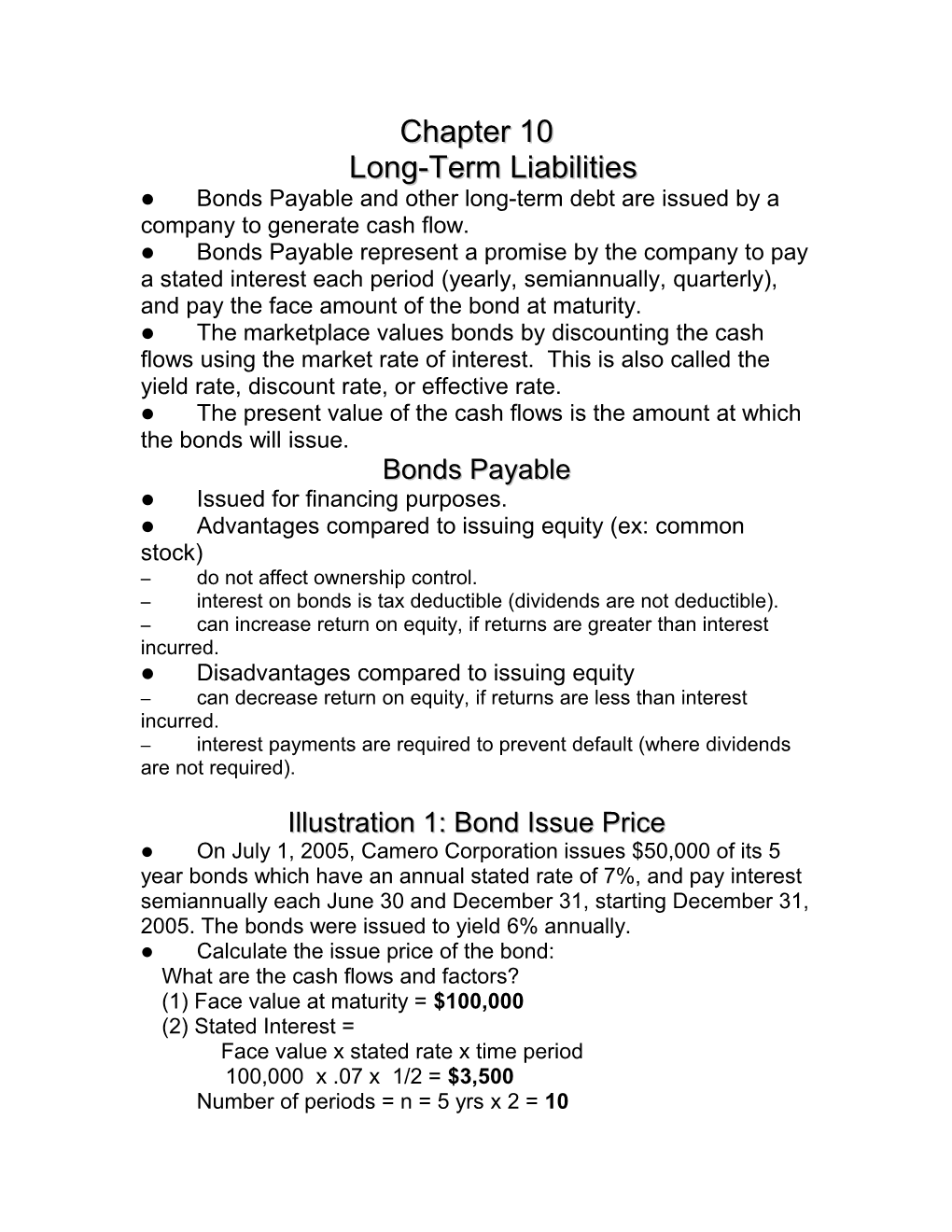 Chapter 10Long-Term Liabilities