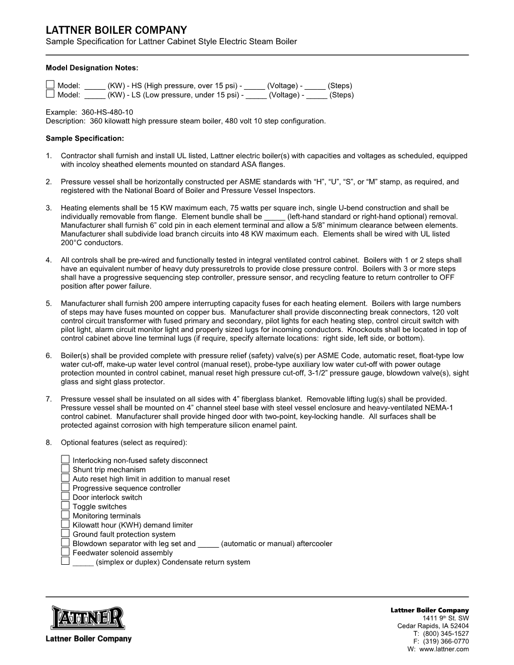 Boiler System Requirements Please Complete This Document and Return It to Us by Fax