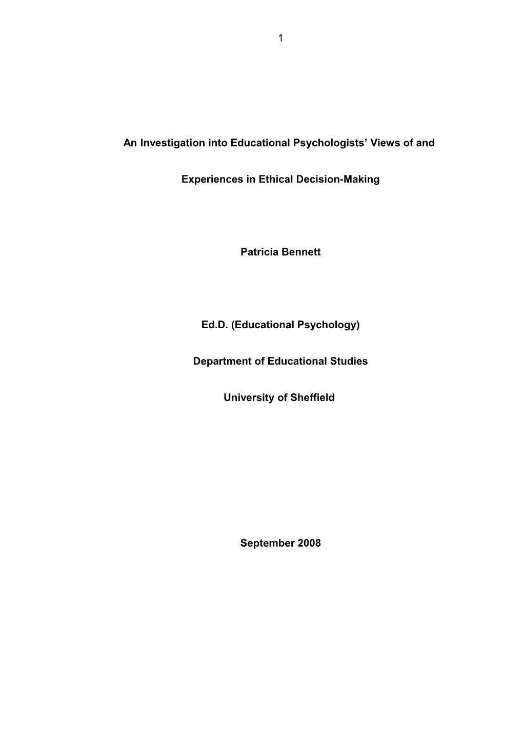 An Investigation Into Educational Psychologists Views of And