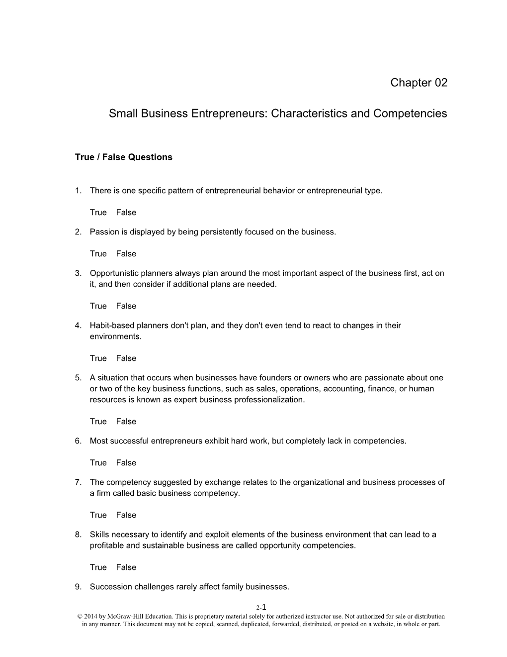 Small Business Entrepreneurs: Characteristics and Competencies