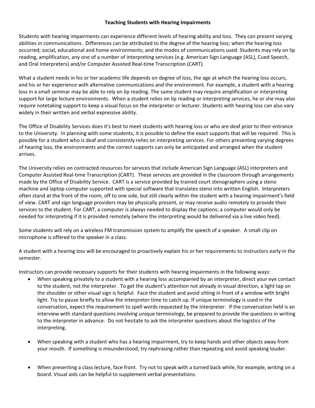 Teaching Students with Hearing Impairments