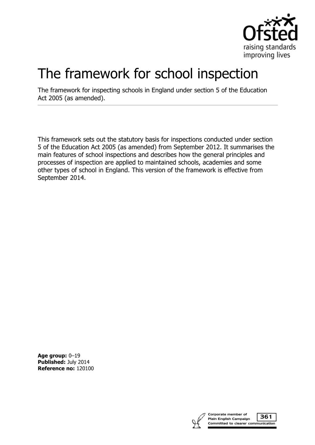 The Framework for School Inspection
