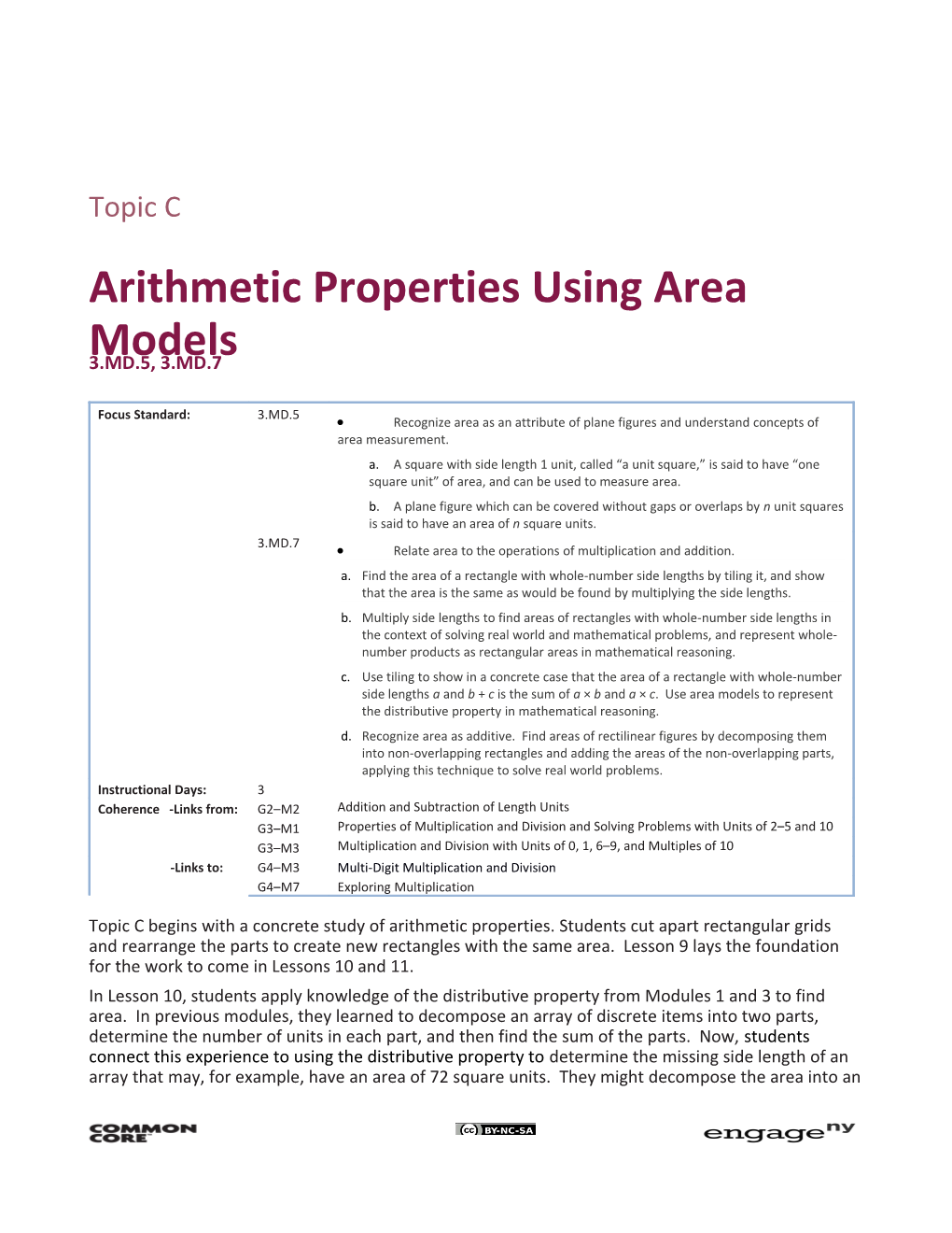 Arithmetic Properties Using Area Models