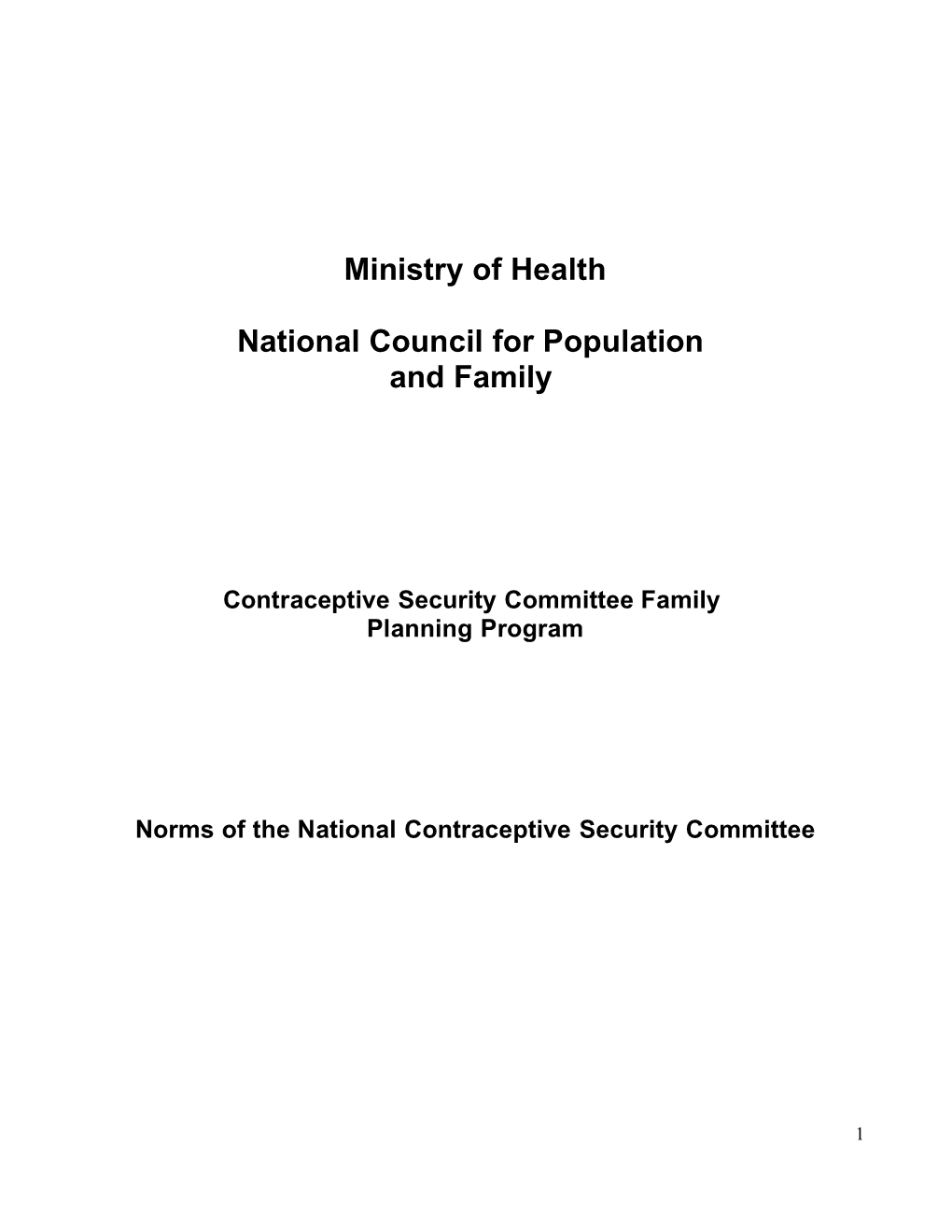 Normsofthe Nationalcontraceptivesecuritycommittee