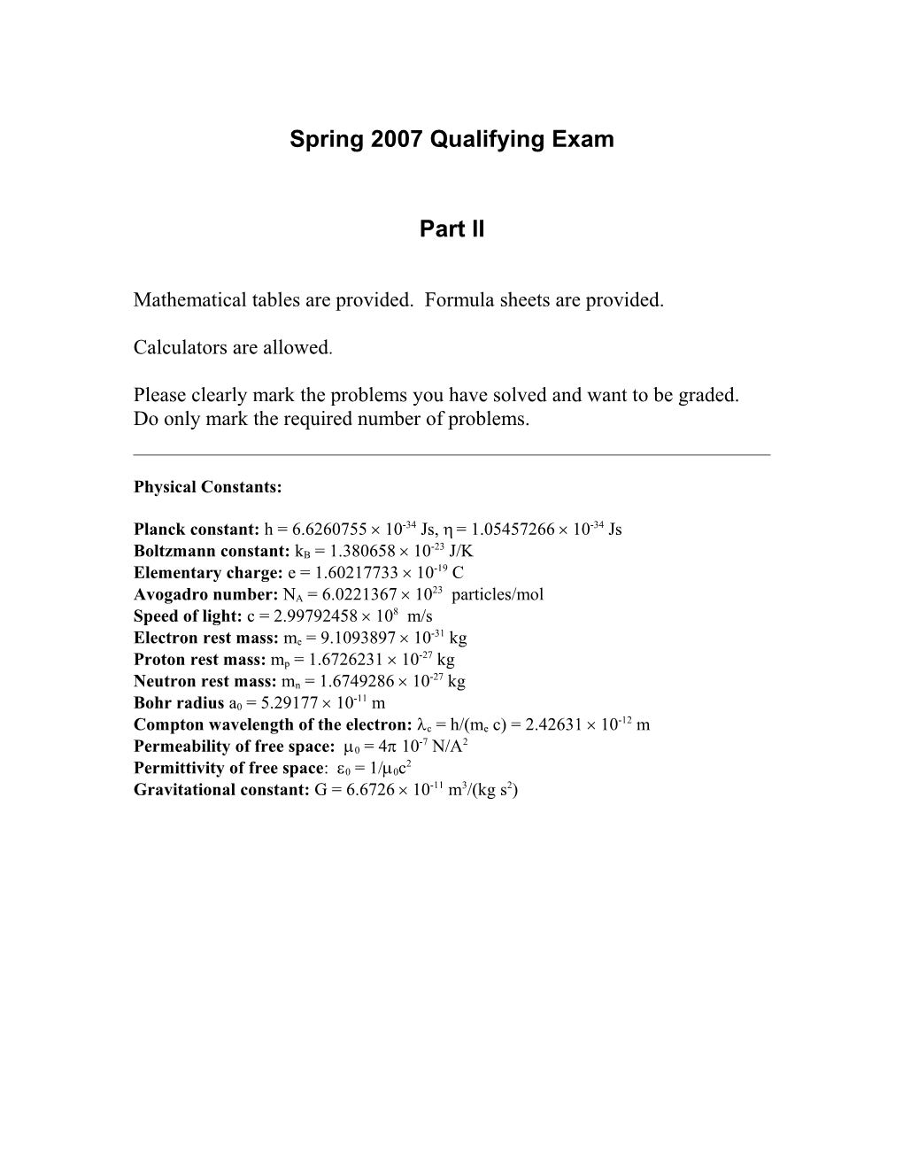 Fall 2005 Qualifying Exam