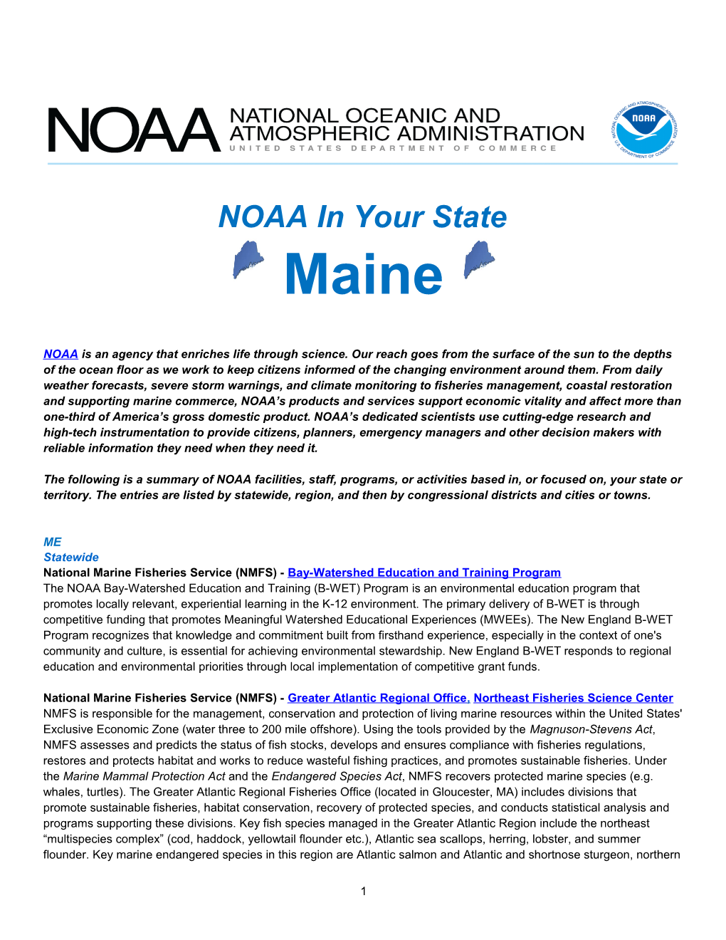 NOAA in Your State - Maine