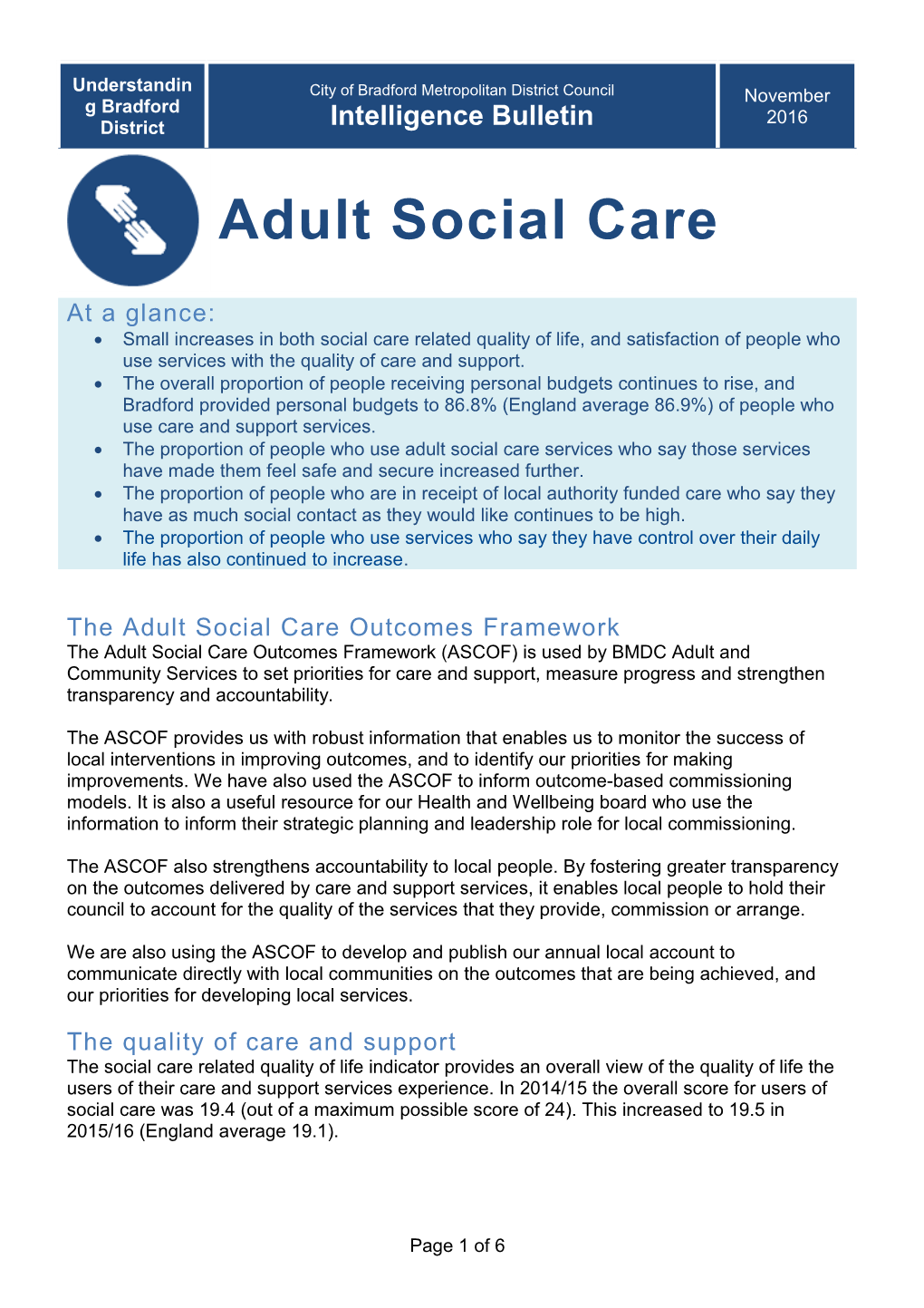 The Adult Social Care Outcomes Framework