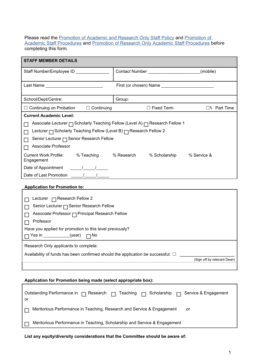 Application and Case for Promotion Form