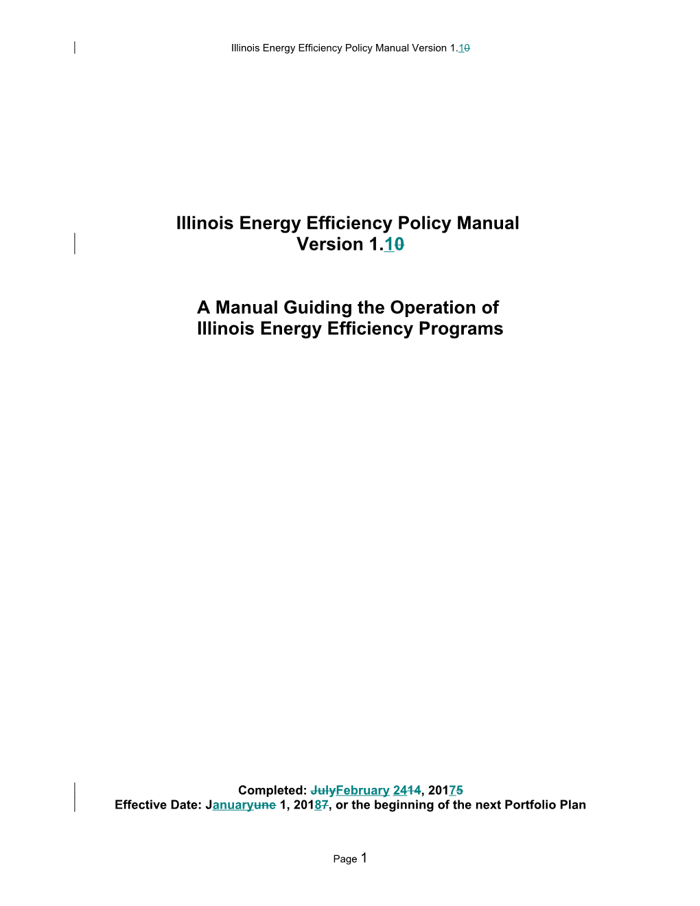 Illinois Energy Efficiency Policy Manual