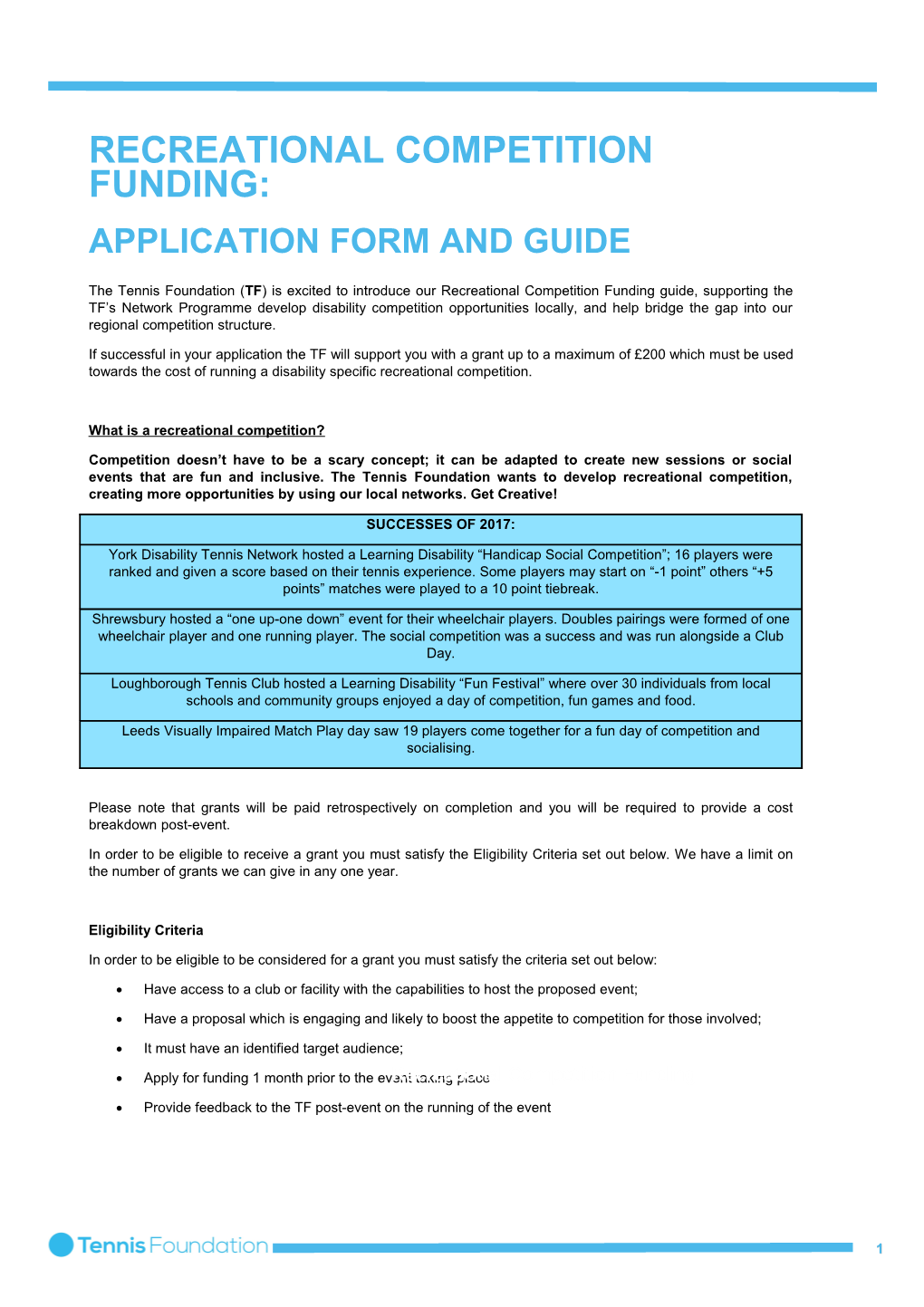 Application Form and Guide