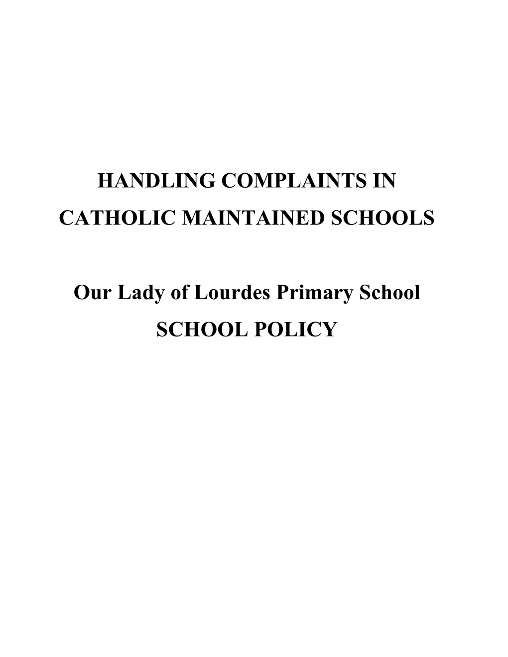 Handling Complaints in Catholic Maintained Schools