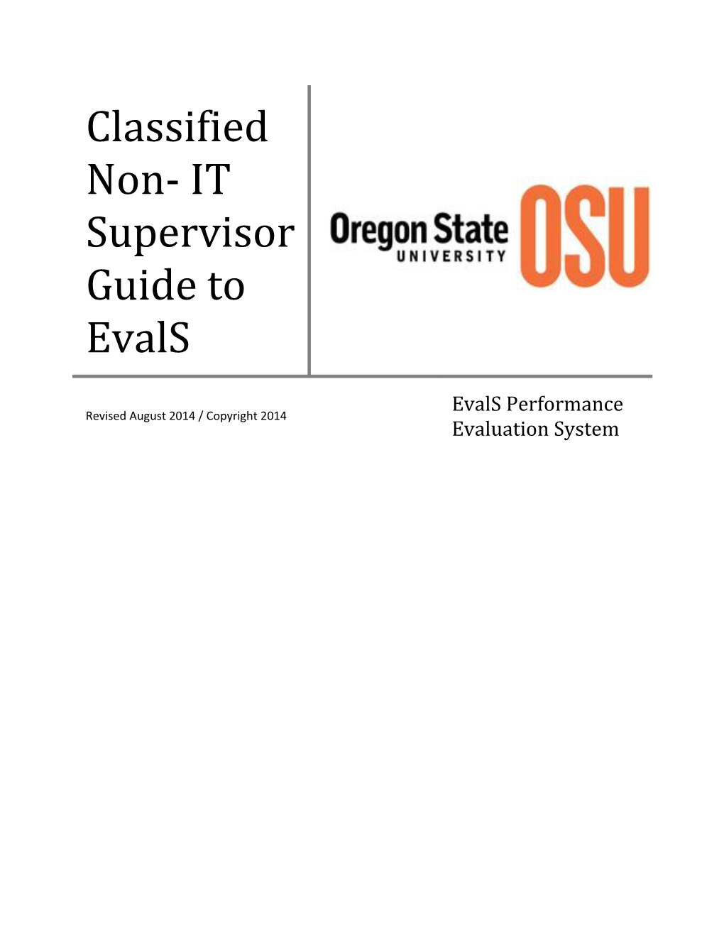 Classified Non- IT Supervisor Guide to Evals