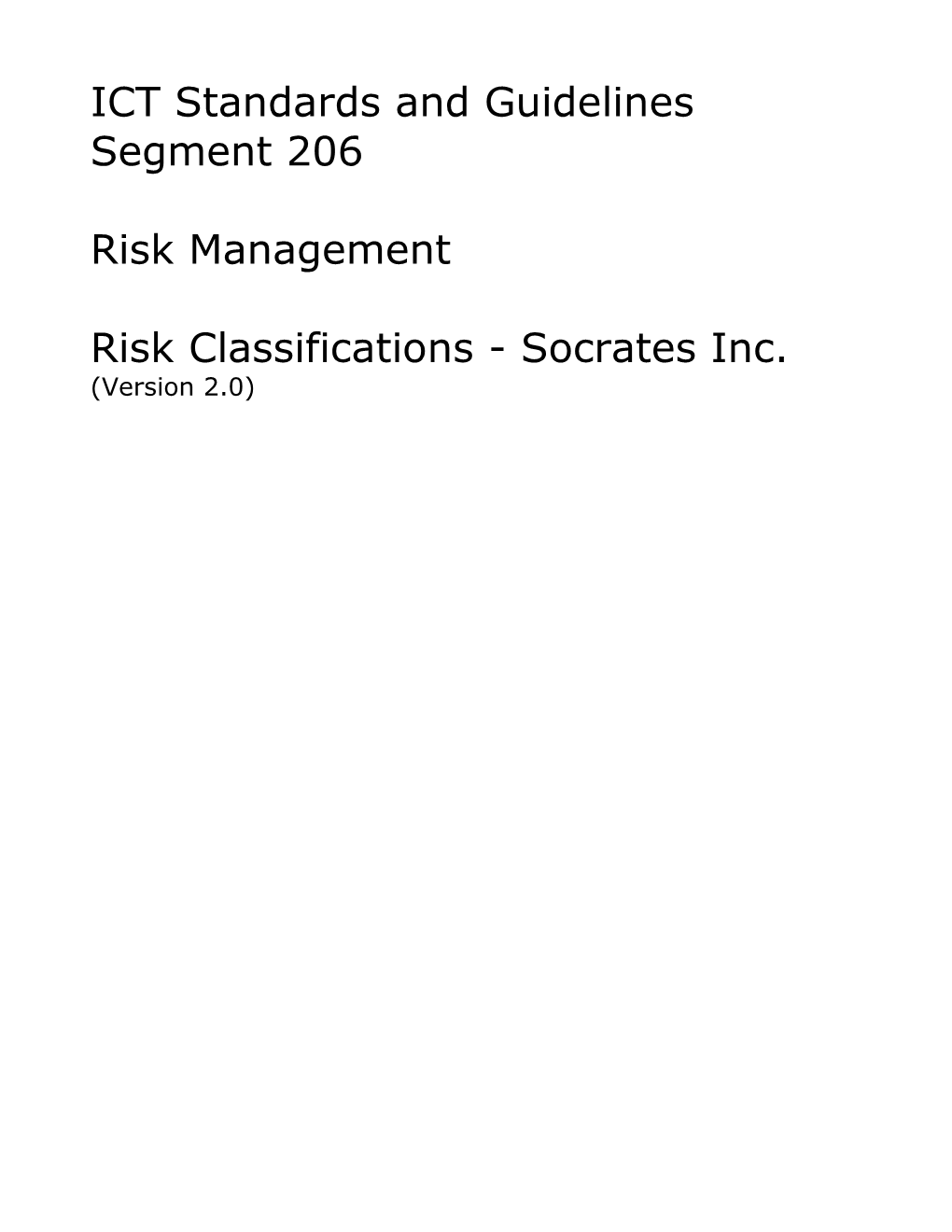Project Risk Profile, Version 2.0