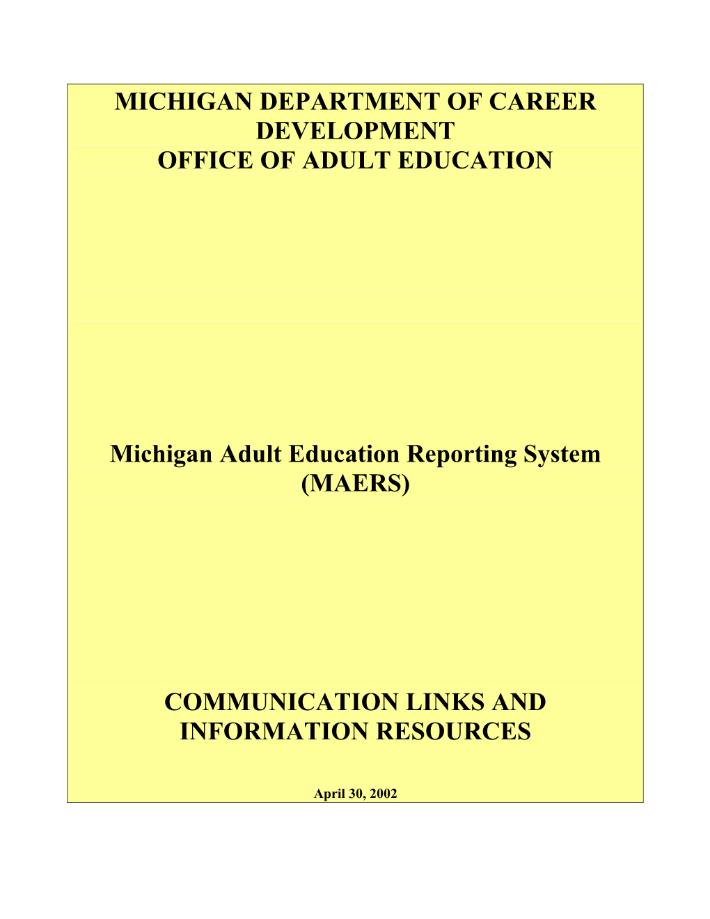 Michigan Department of Career Development