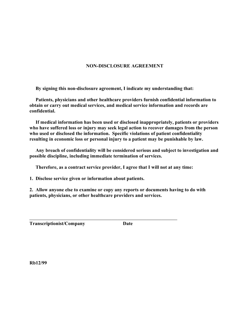 By Signing This Nondisclosure Agreement, I Indicate My Understanding That