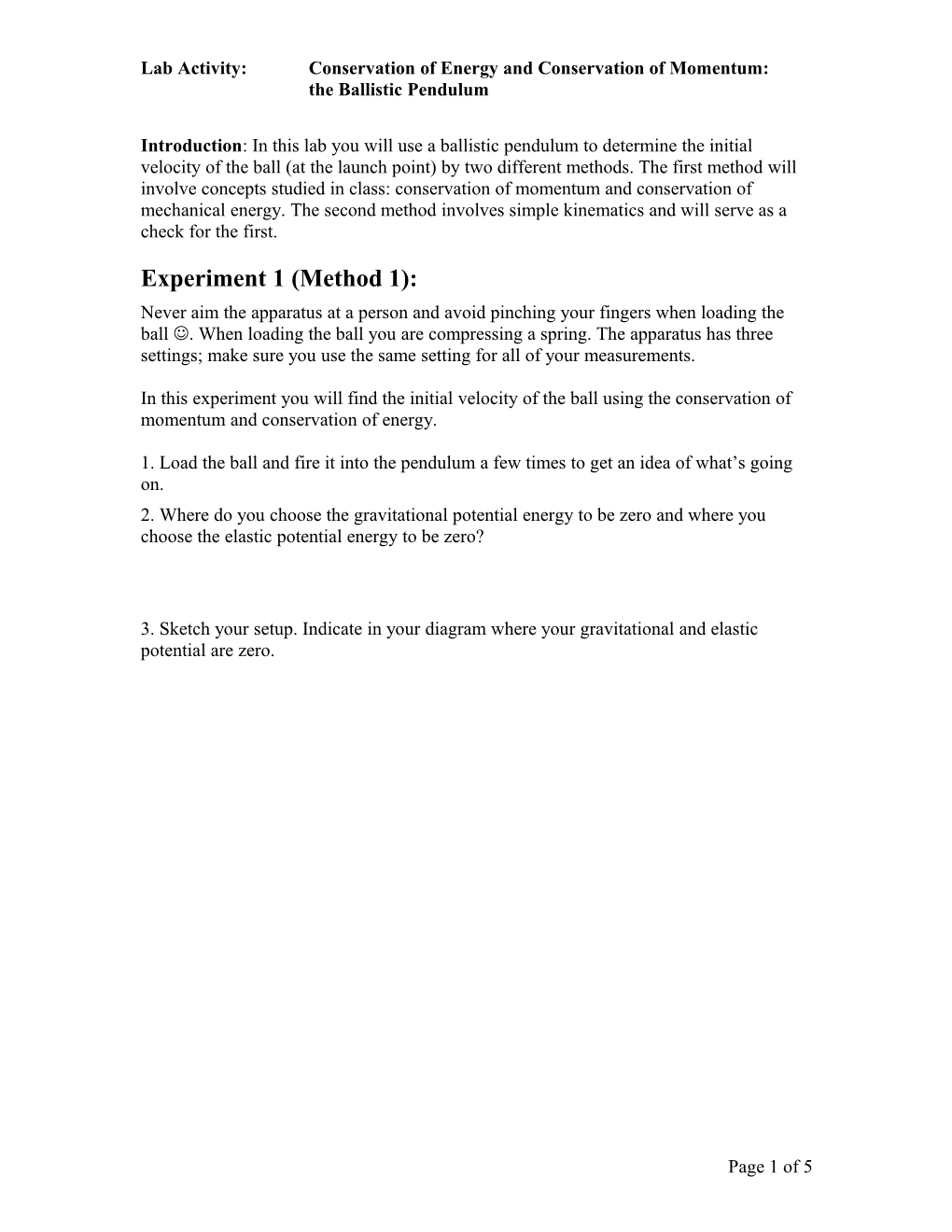 Lab Activity: Conservation of Energy and Conservation of Momentum