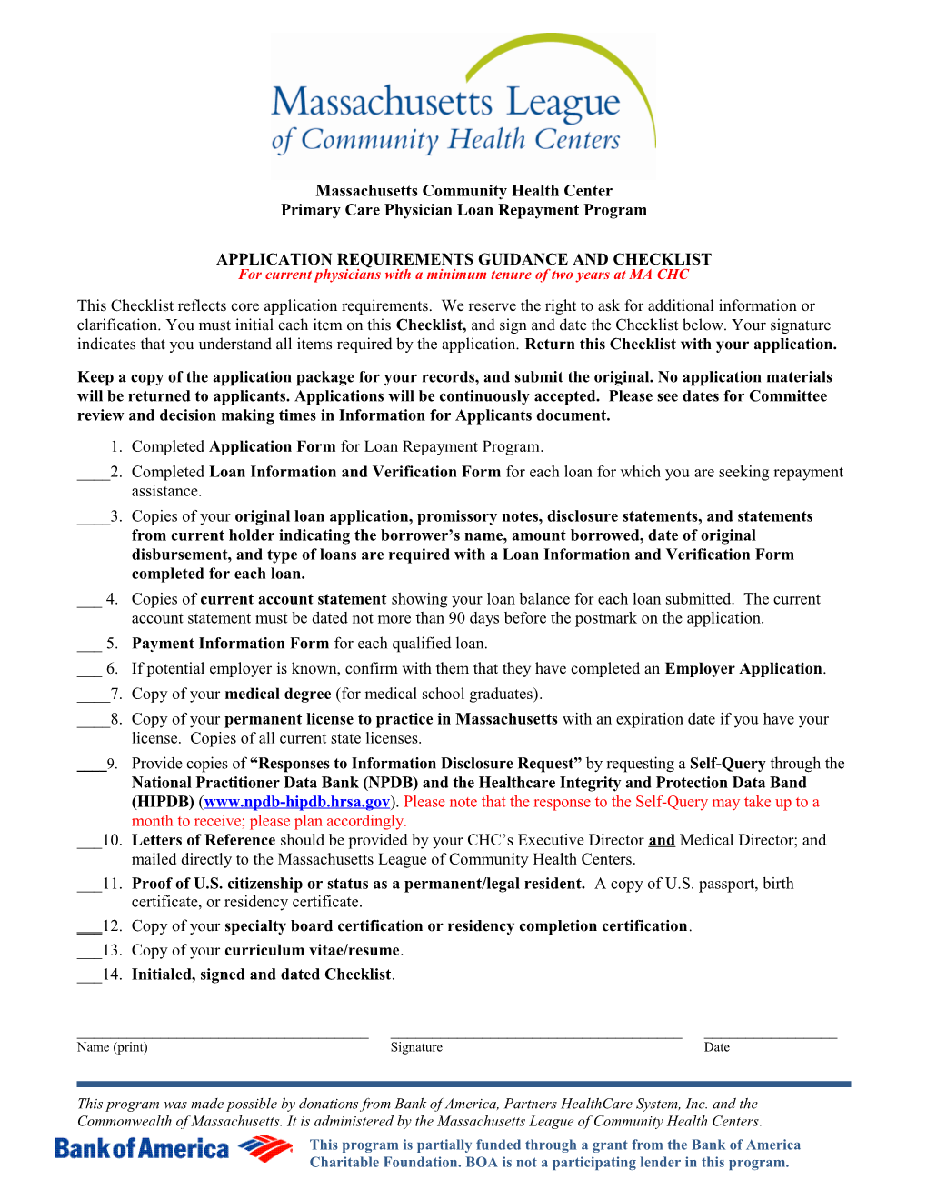 Primary Care Physician Loan Repayment Program