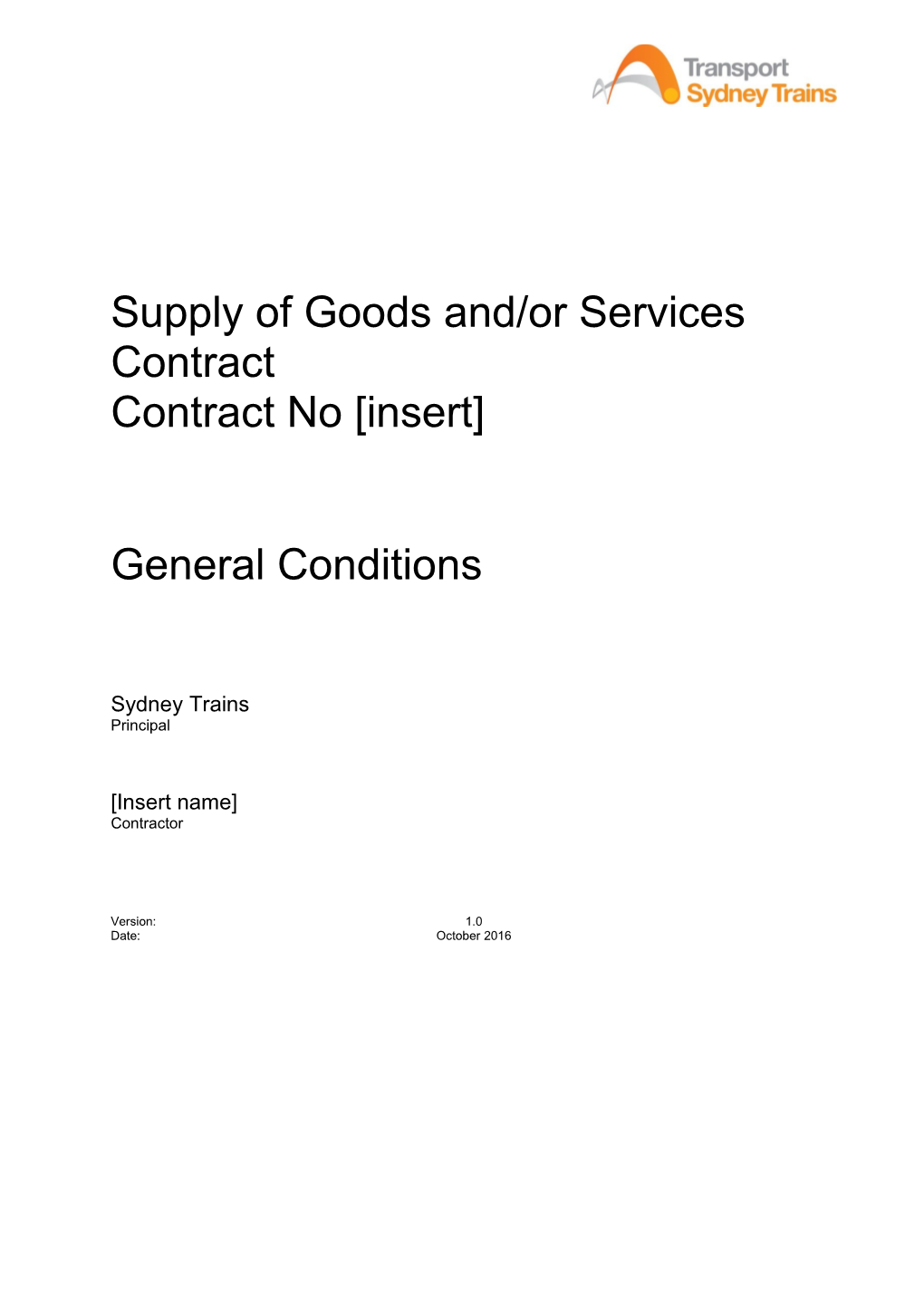Supply of Goods And/Or Services Contract