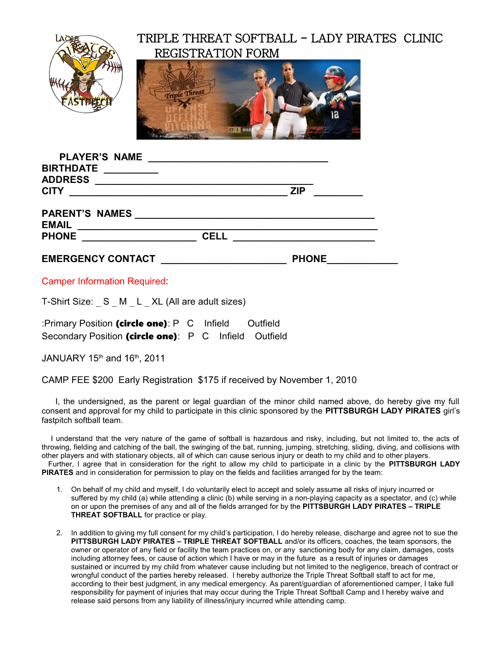 Vipers East Registration Form