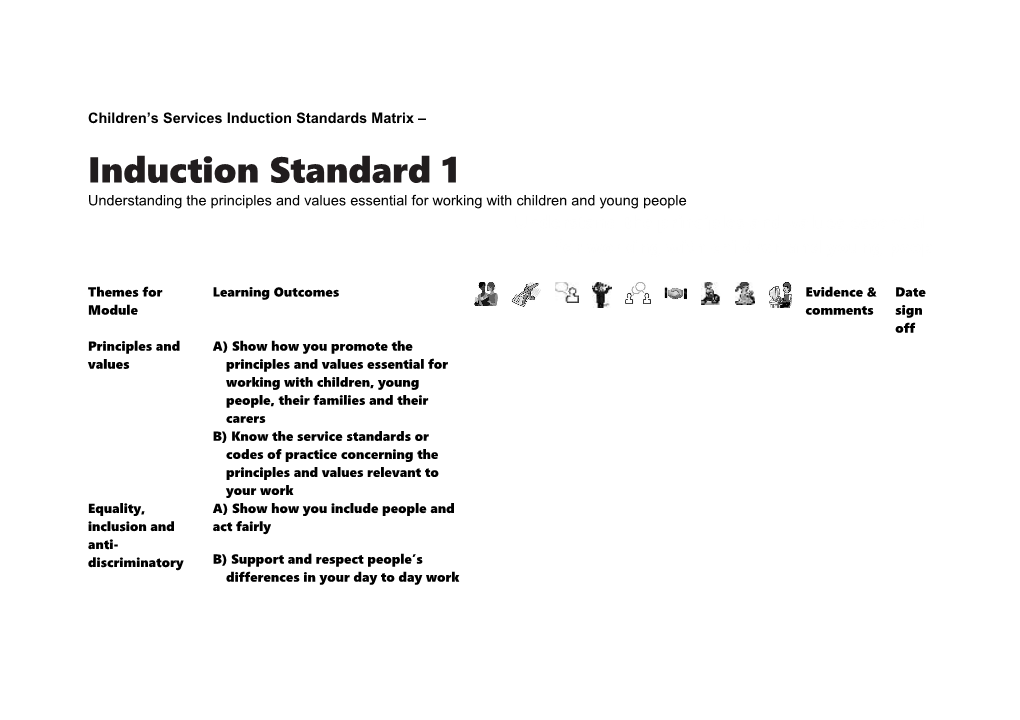 Children S Services Induction Standards Matrix