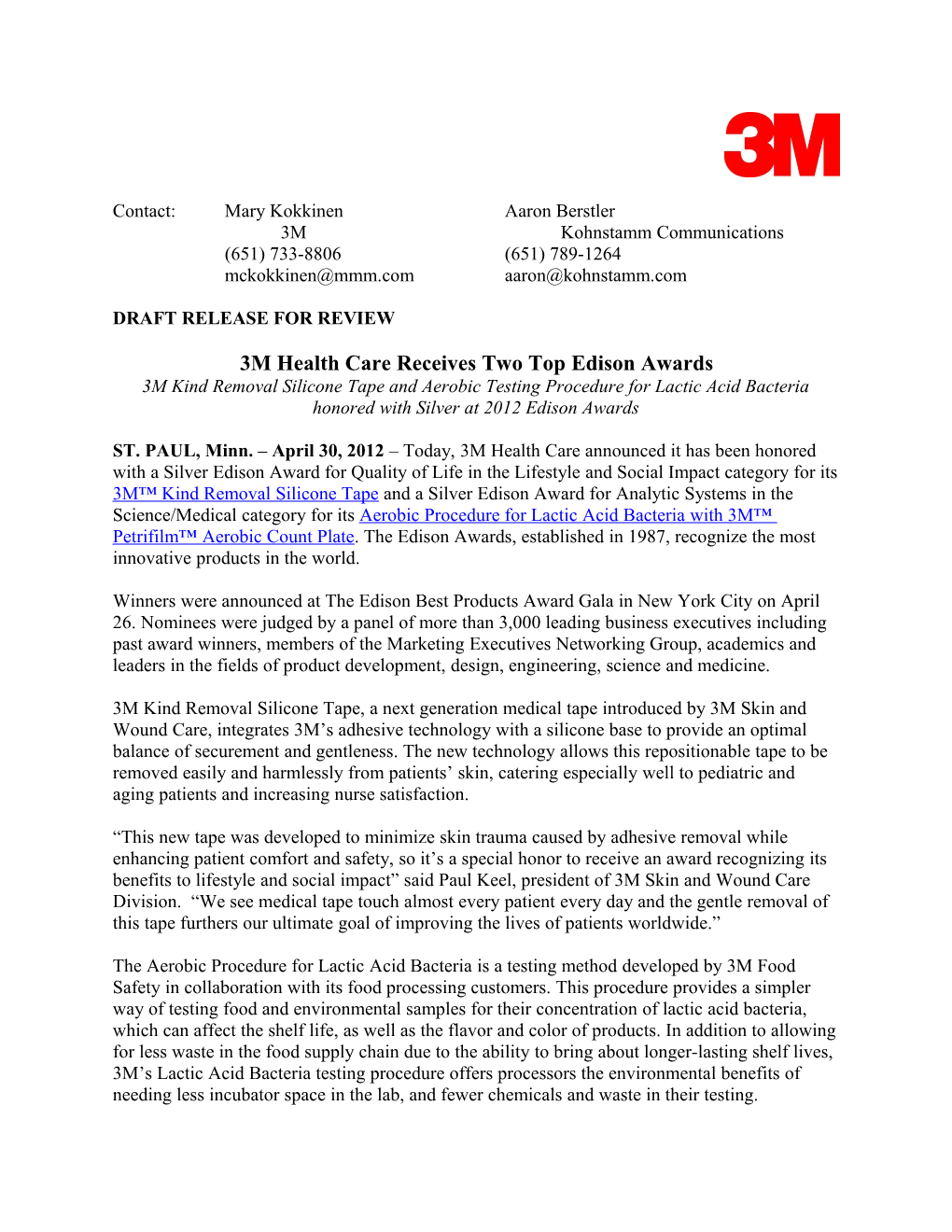 3M Health Care Receives Two Top Edison Awards