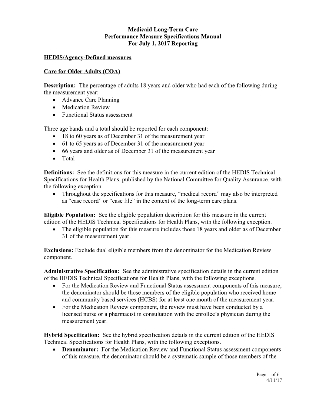 Performance Measures for HIV/AIDS in Medicaid Reform Plans