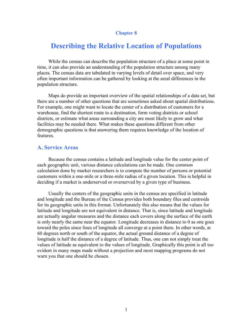 Describing the Relative Location of Populations