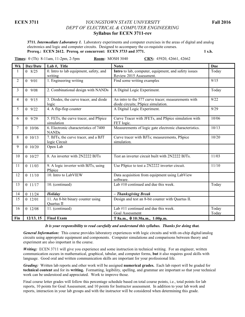 Syllabus for ECEN 3711 Fall 2012