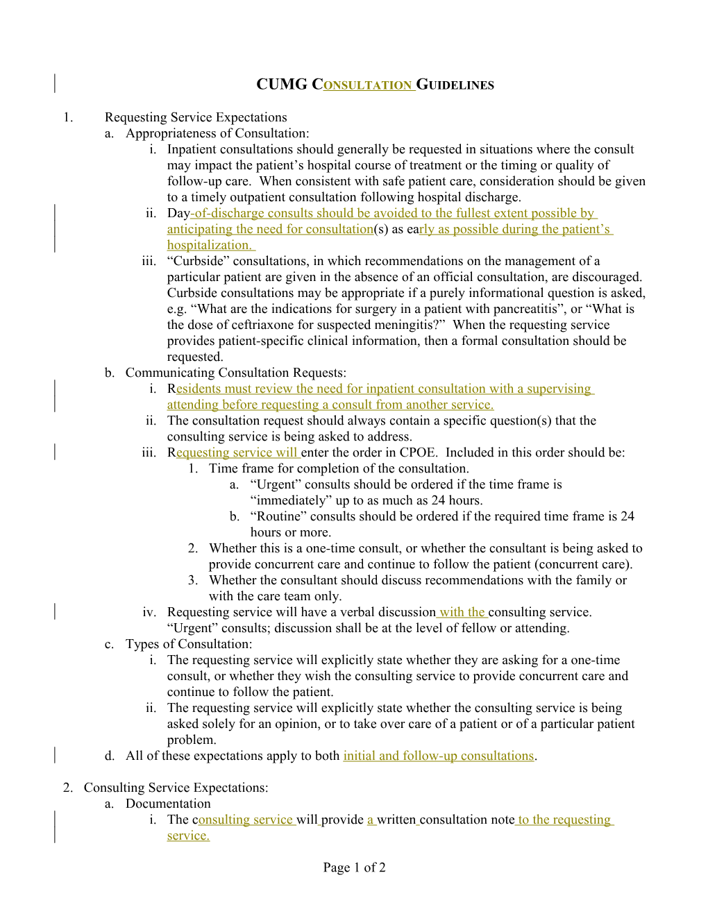 CUMG Consultation Guidelines