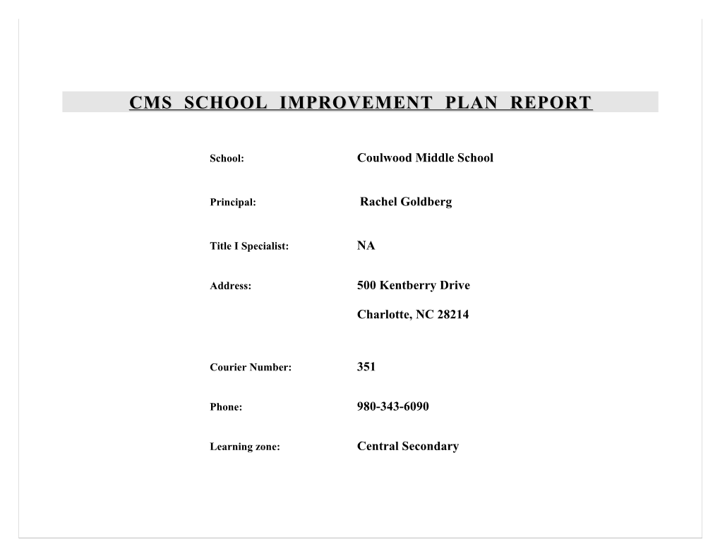 School Improvement Plan 2011-2012