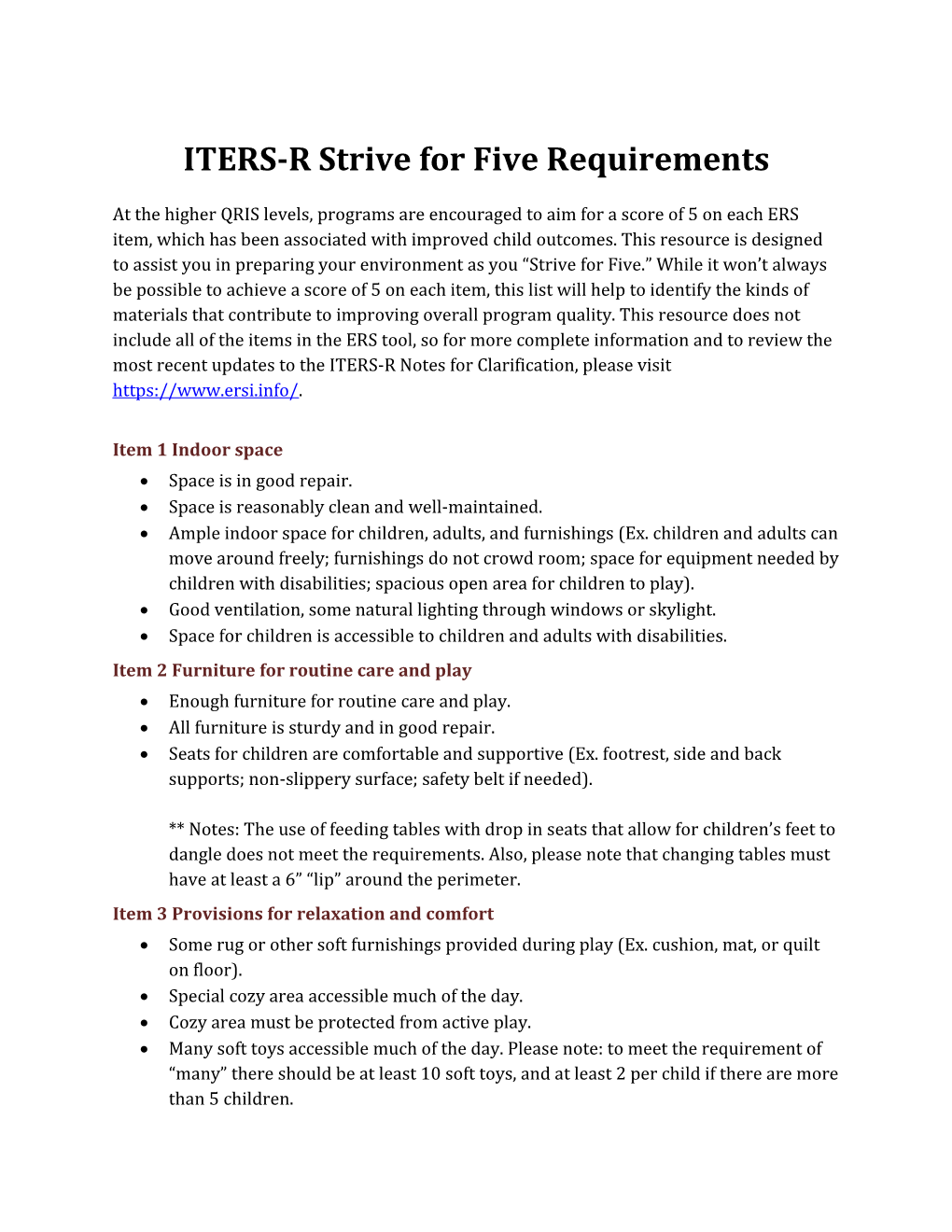 I TERS-R Strive for Five Requirements