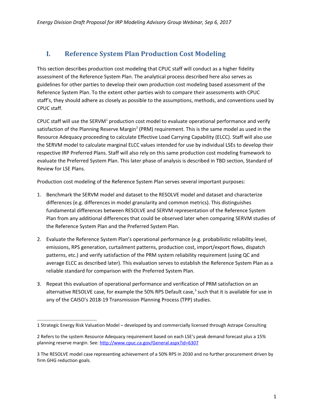 I.Reference System Plan Production Cost Modeling