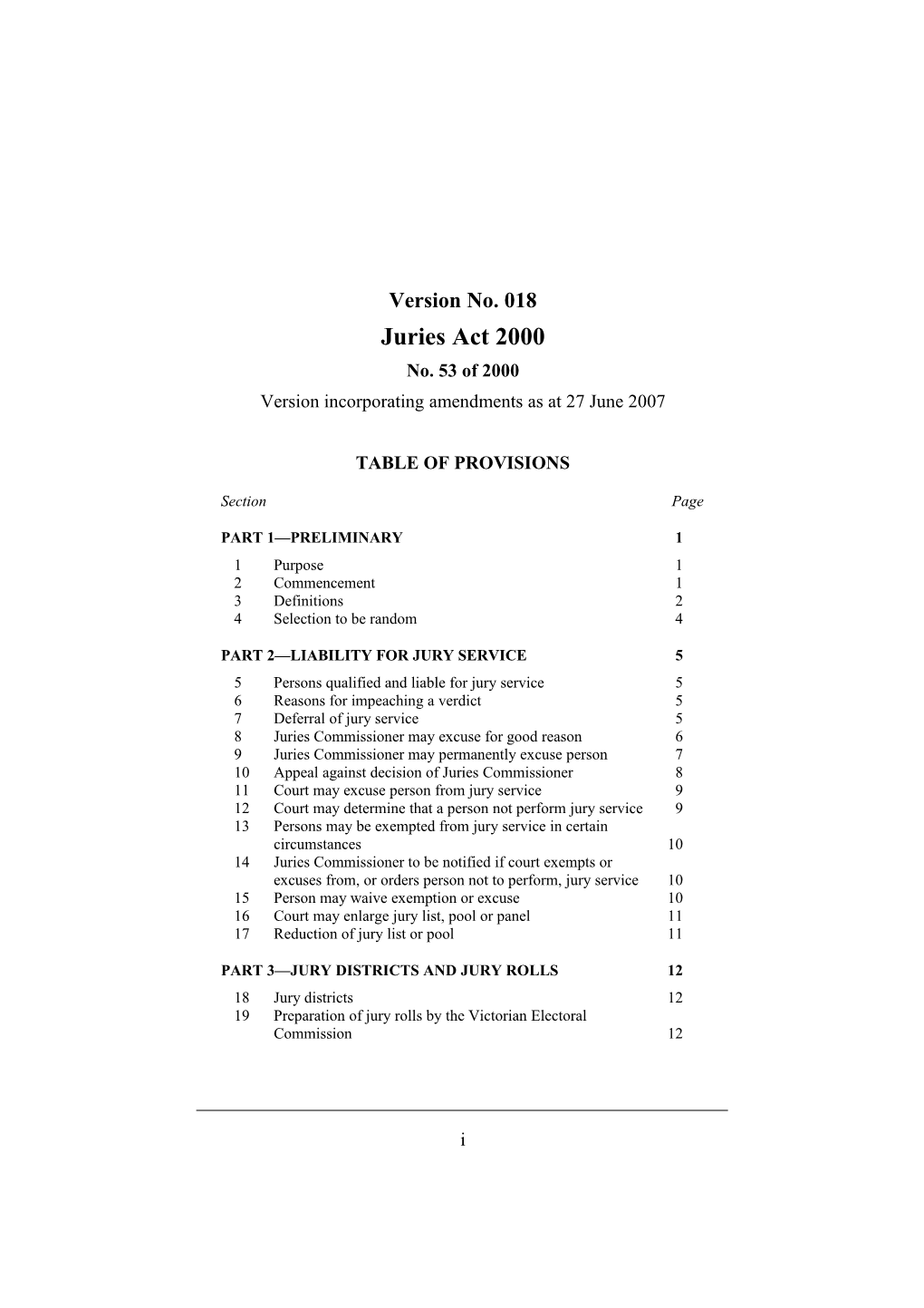 Version Incorporating Amendments As at 27 June 2007
