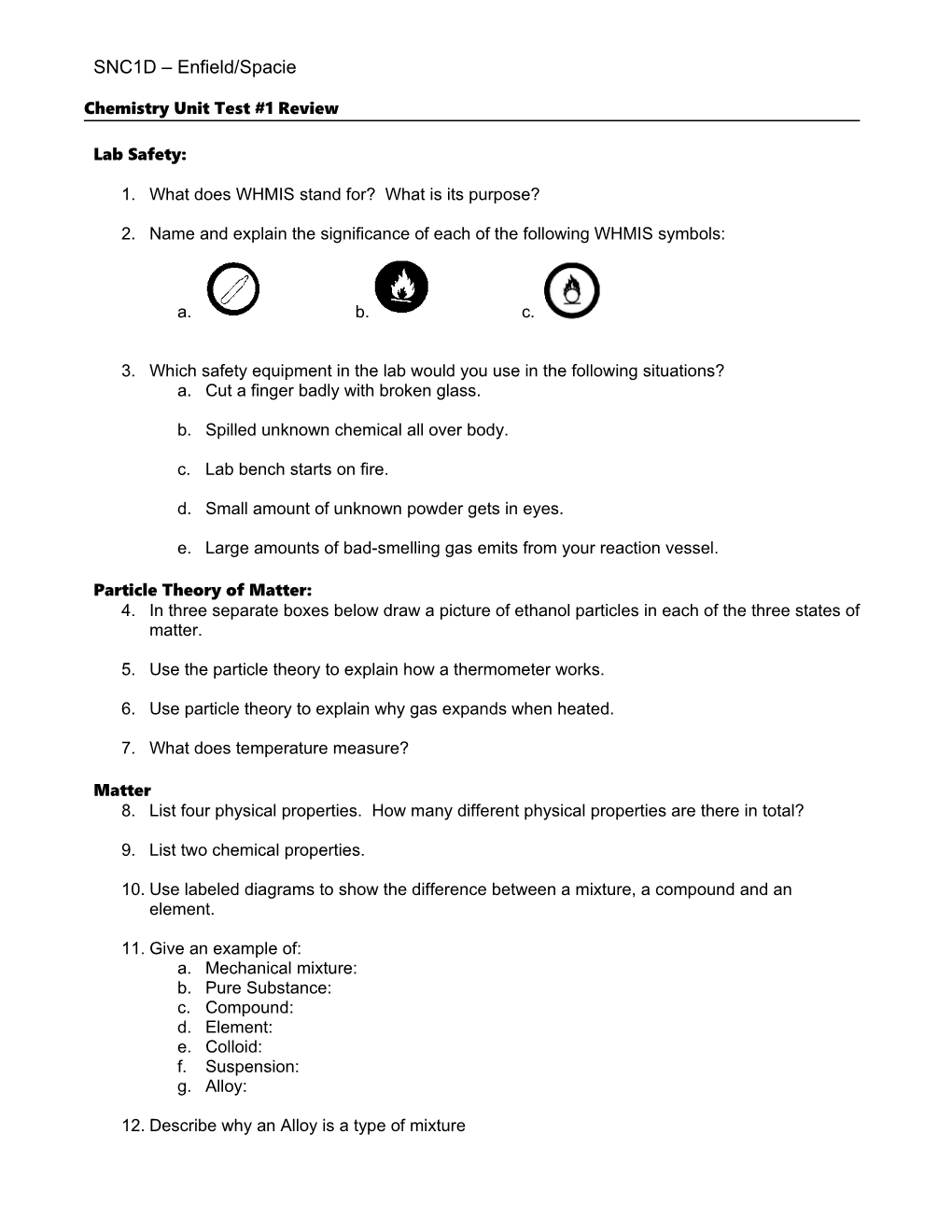 Unit Test Review Sheet